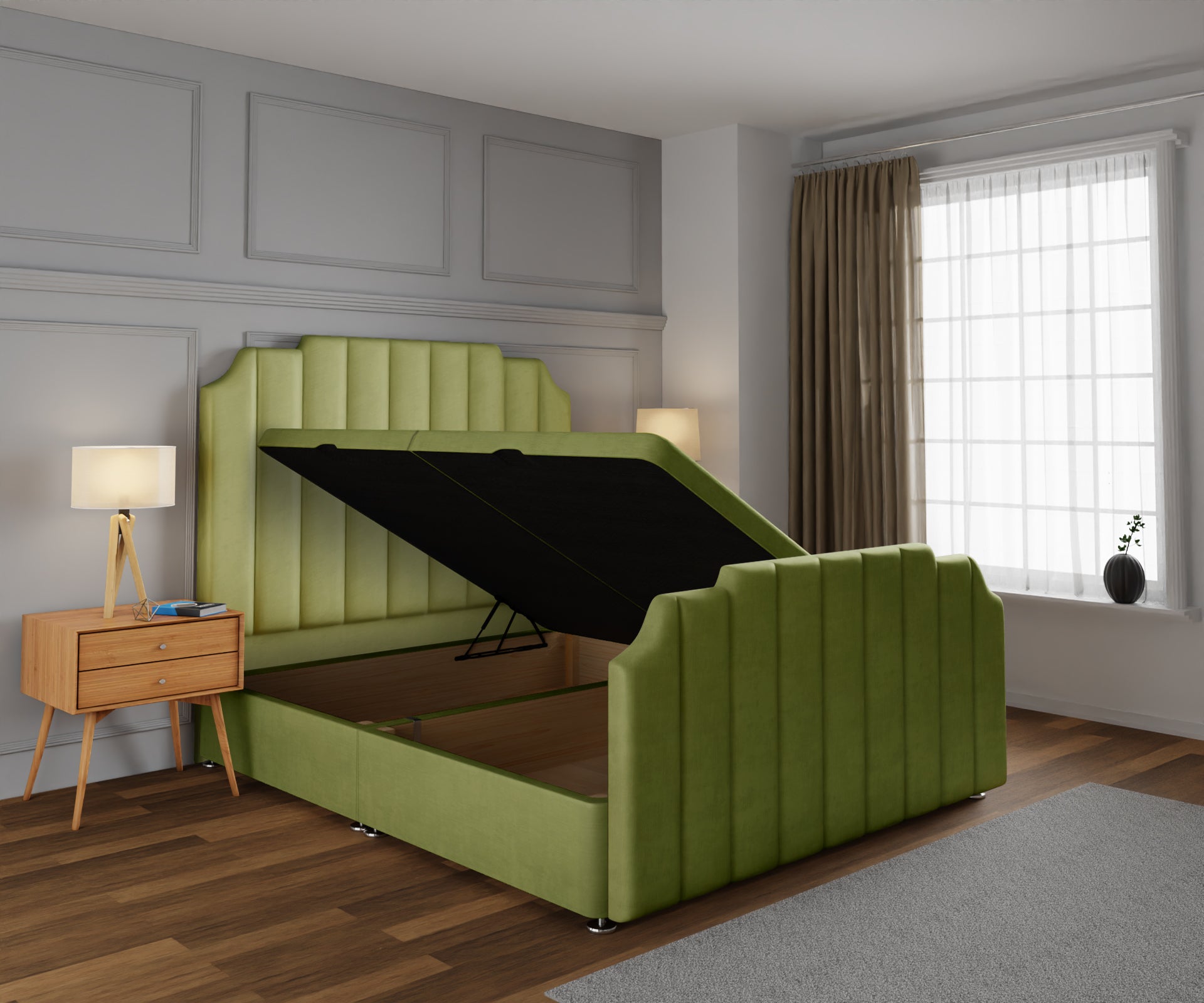 Hampton Ottoman Storage Divan Bed Base And Headboard With Footboard