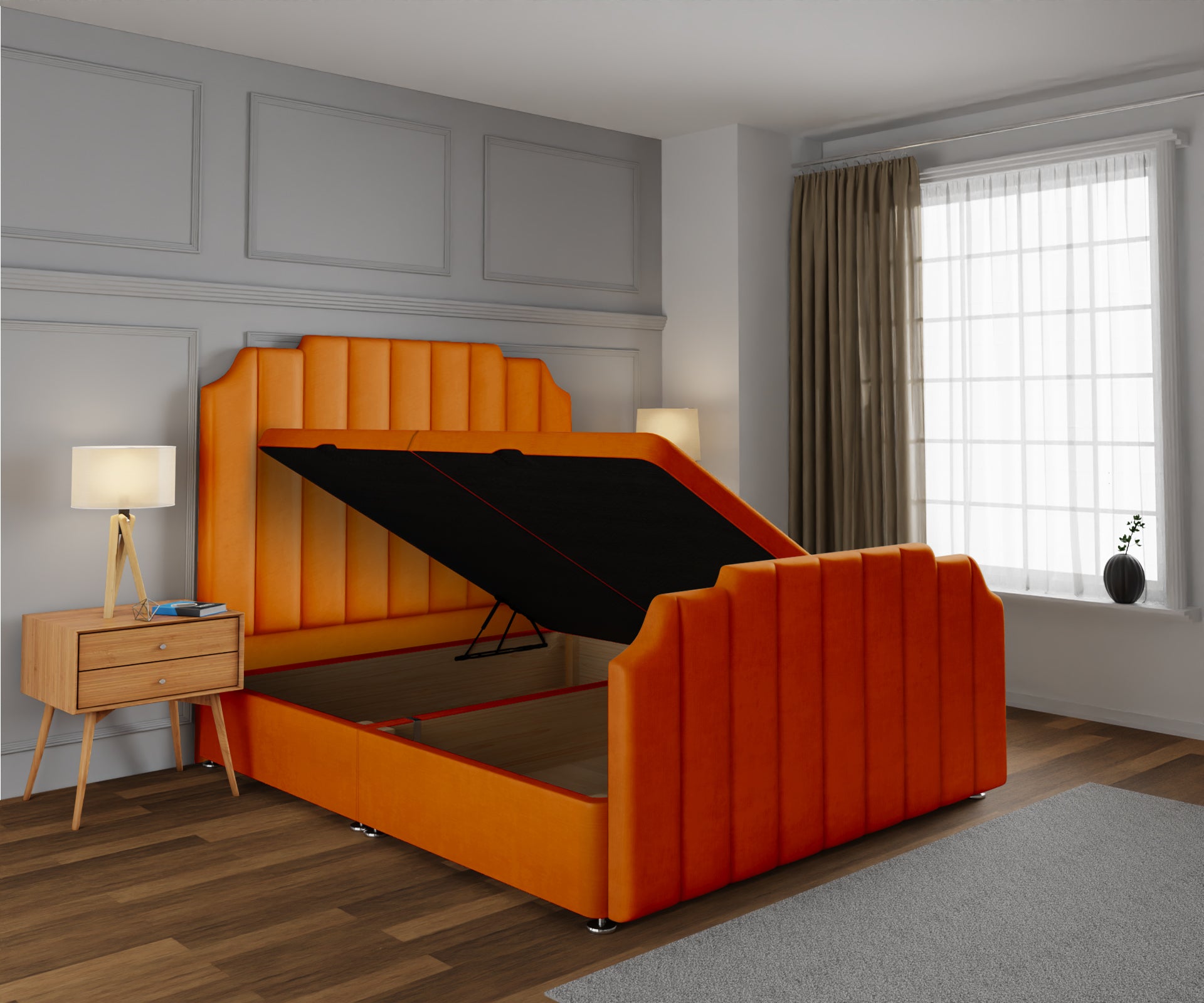 Hampton Ottoman Storage Divan Bed Base And Headboard With Footboard