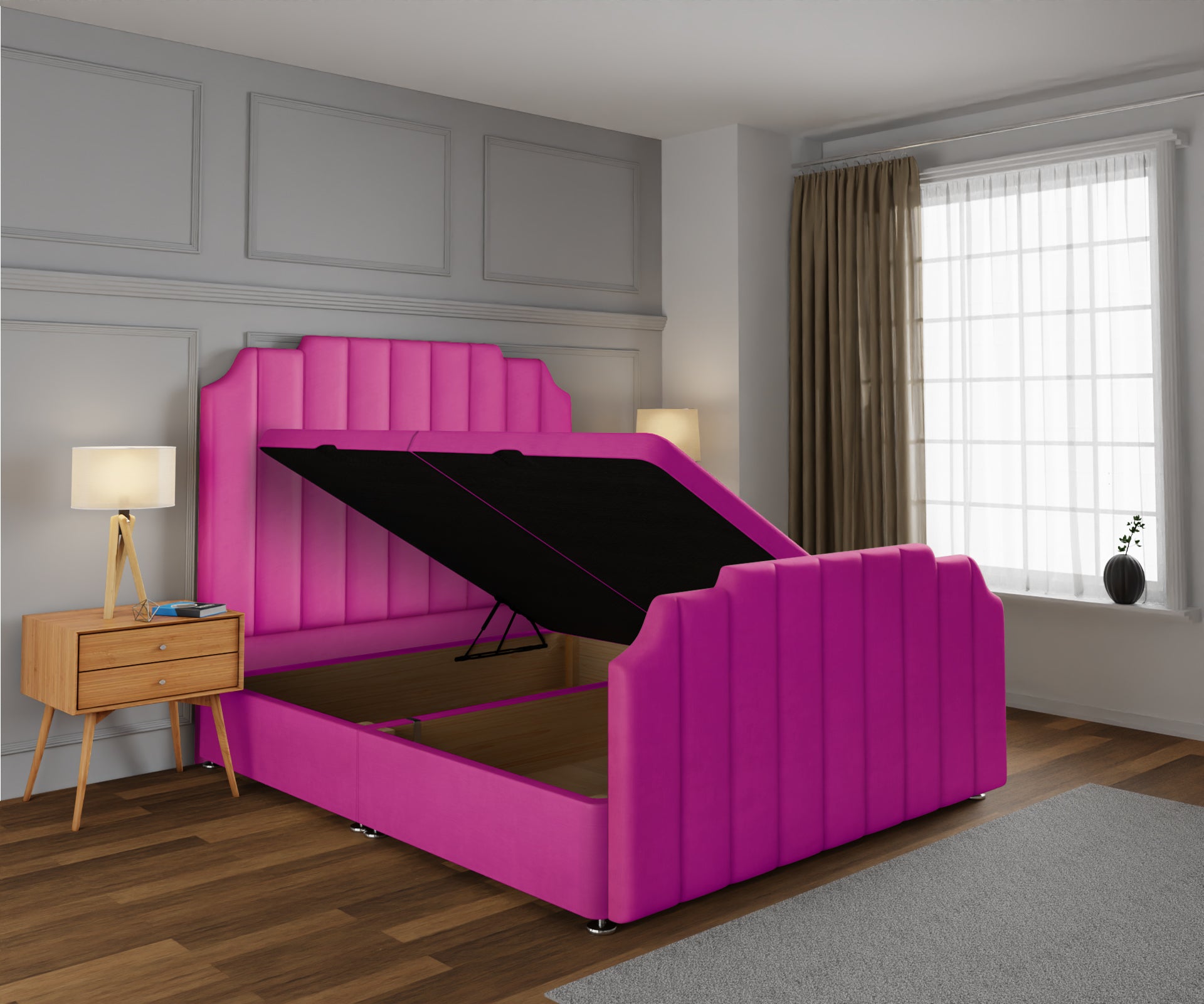 Hampton Ottoman Storage Divan Bed Base And Headboard With Footboard