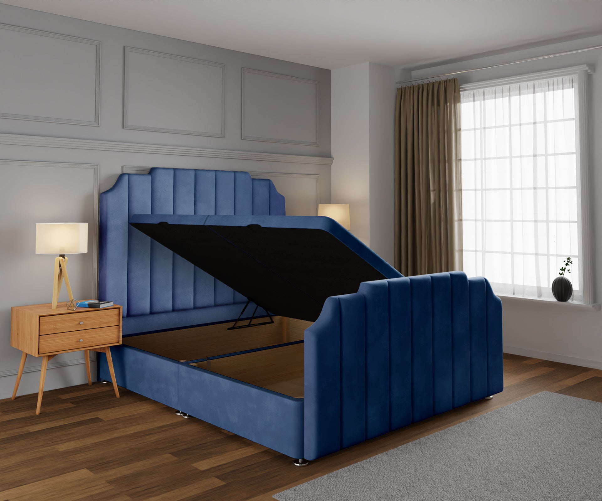 Hampton Ottoman Storage Divan Bed Base And Headboard With Footboard