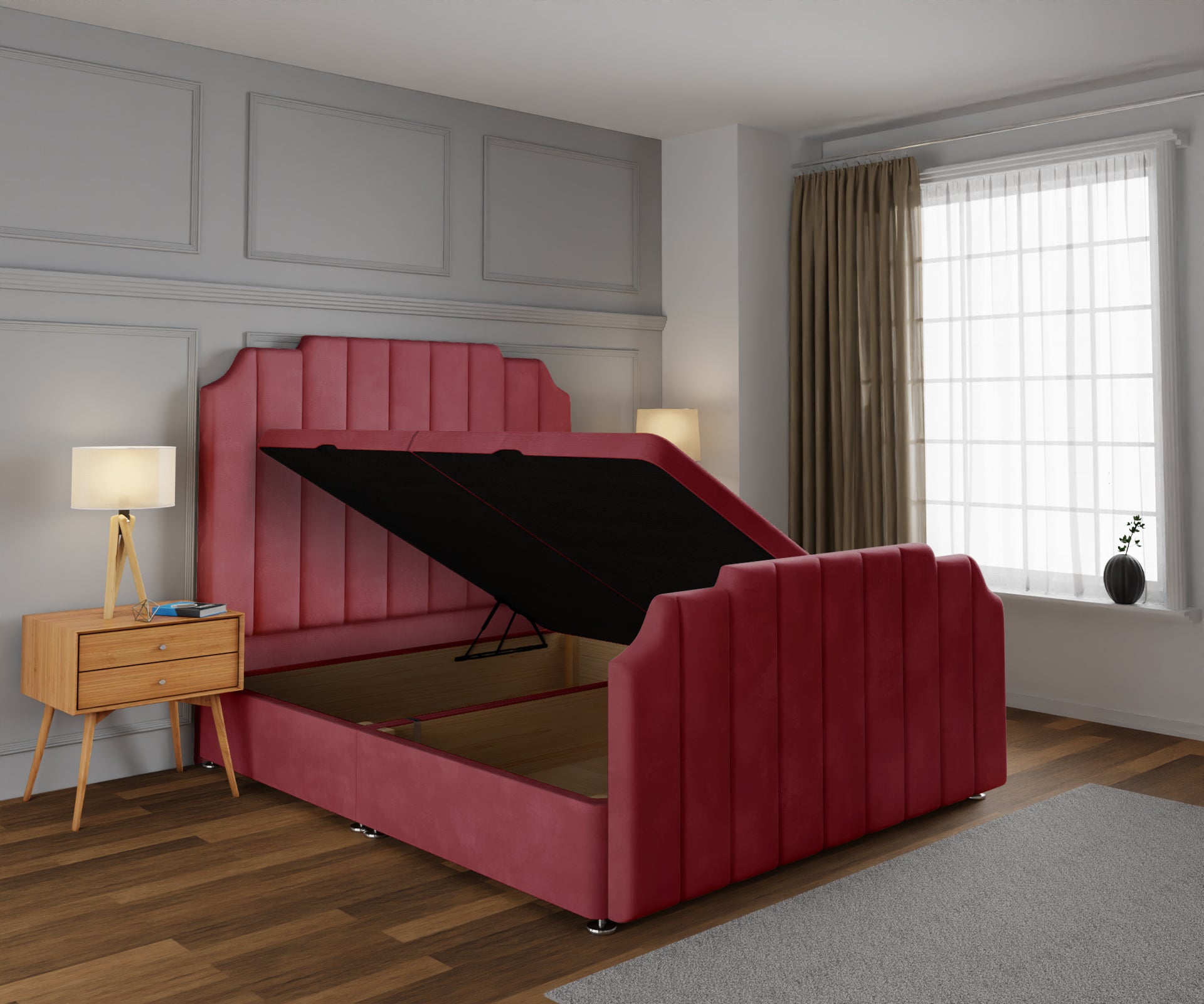 Hampton Ottoman Storage Divan Bed Base And Headboard With Footboard