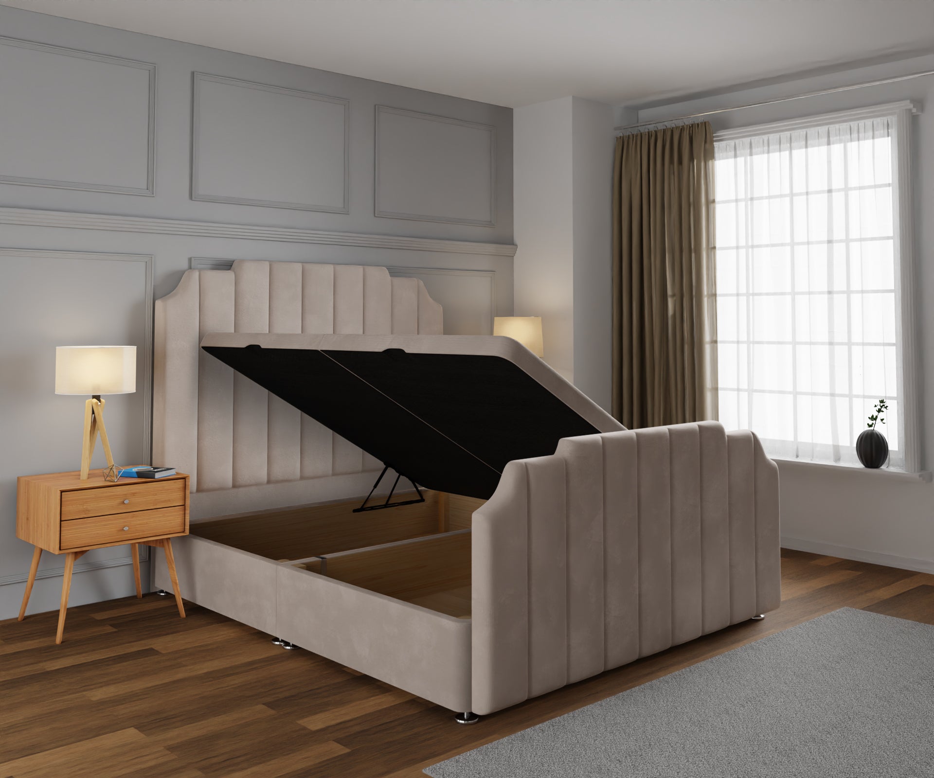 Hampton Ottoman Storage Divan Bed Base And Headboard With Footboard