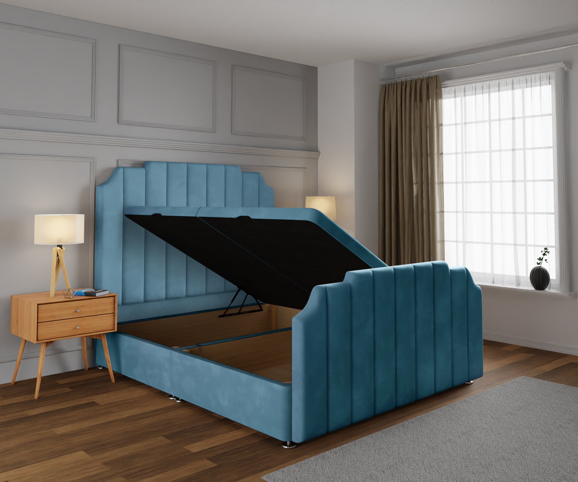 Hampton Ottoman Storage Divan Bed Base And Headboard With Footboard