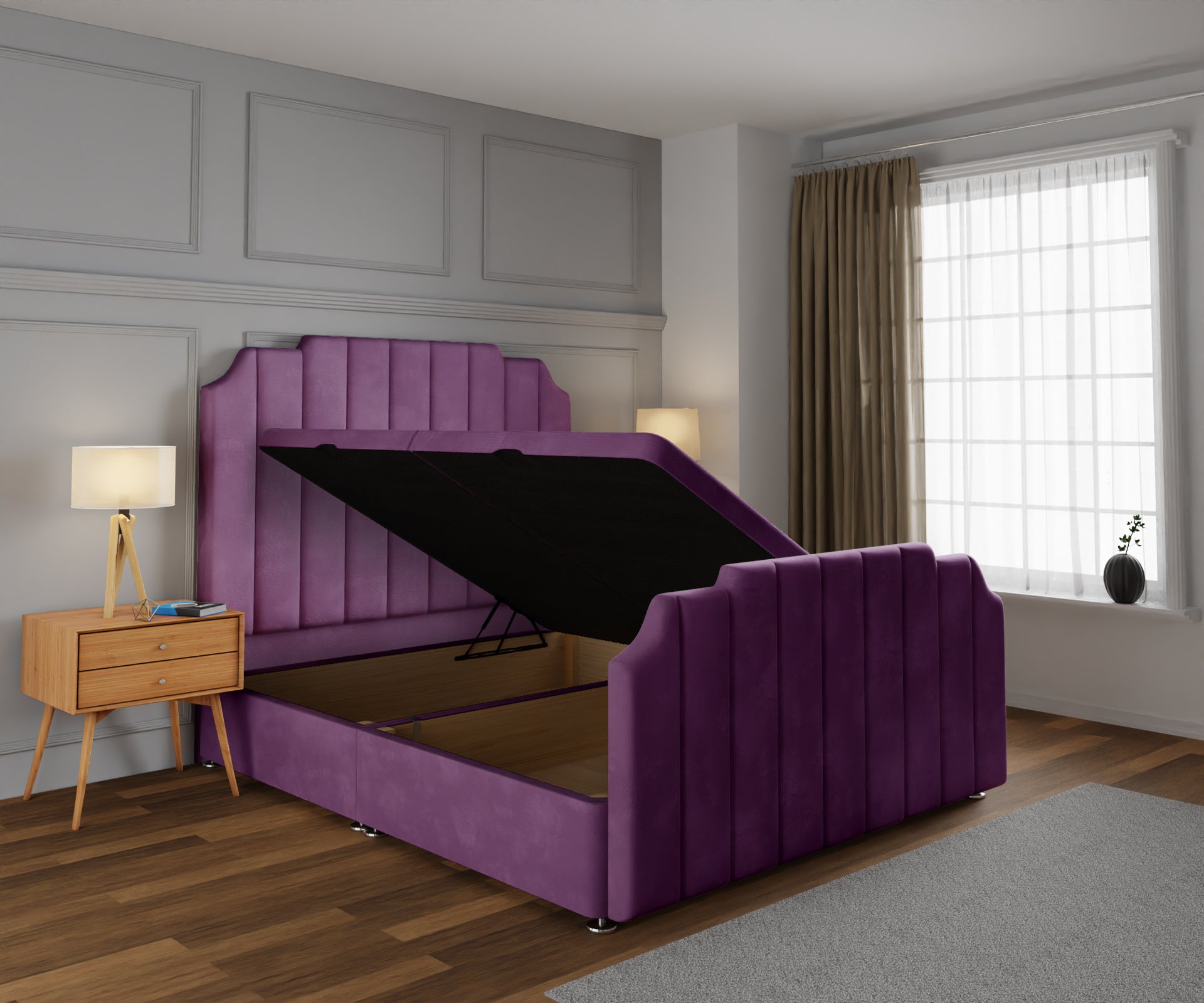 Hampton Ottoman Storage Divan Bed Base And Headboard With Footboard