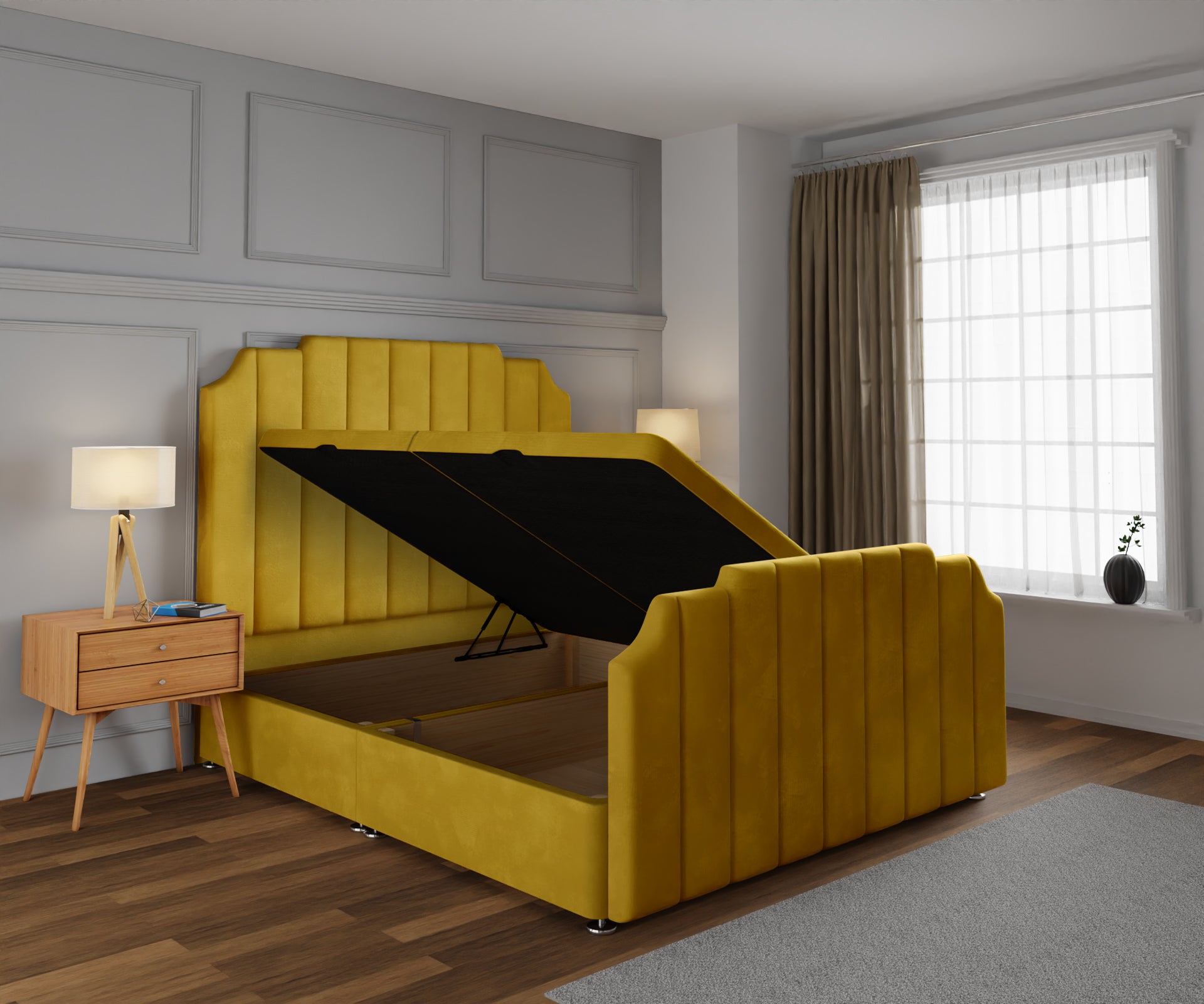 Hampton Ottoman Storage Divan Bed Base And Headboard With Footboard