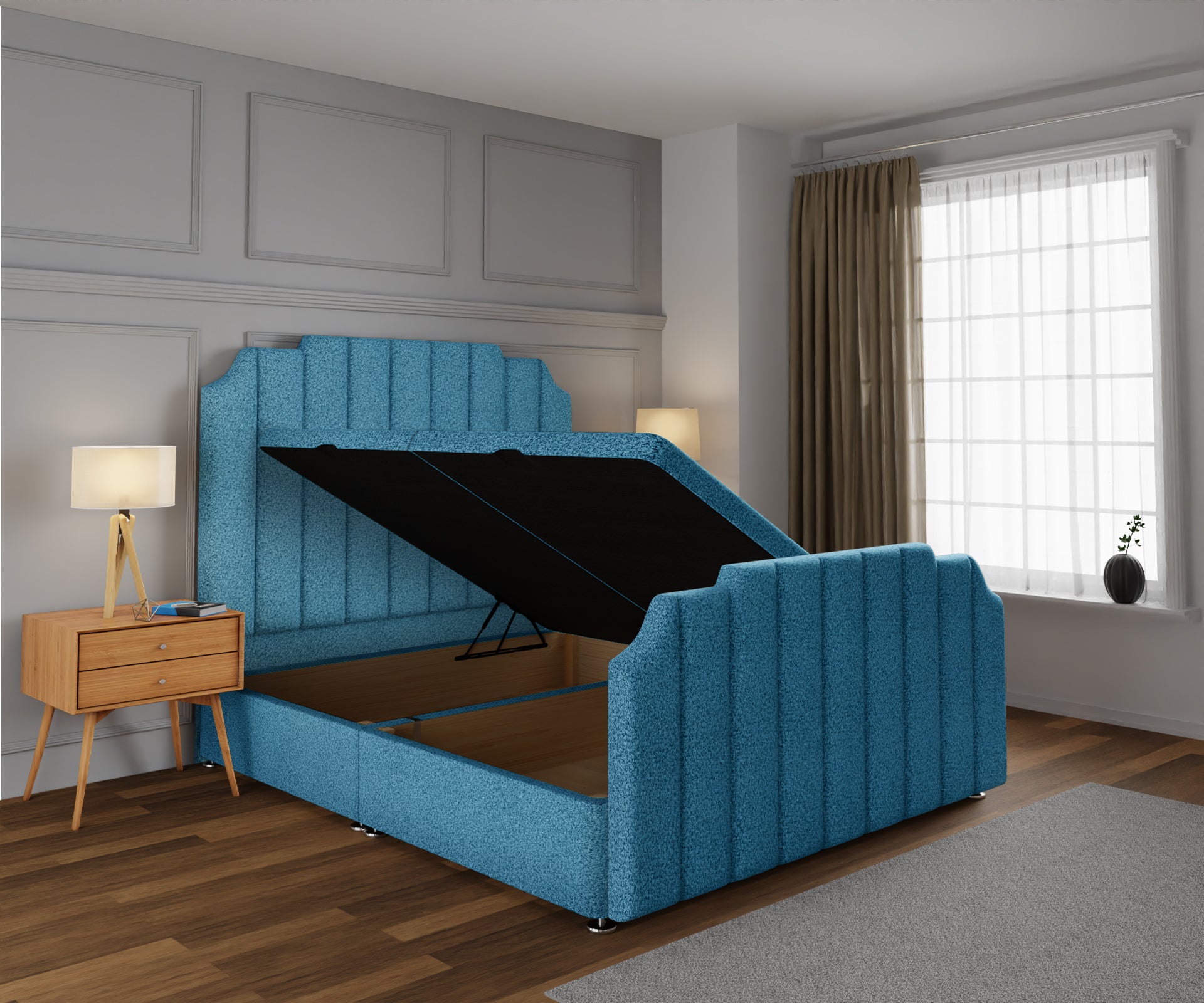 Hampton Ottoman Storage Divan Bed Base And Headboard With Footboard