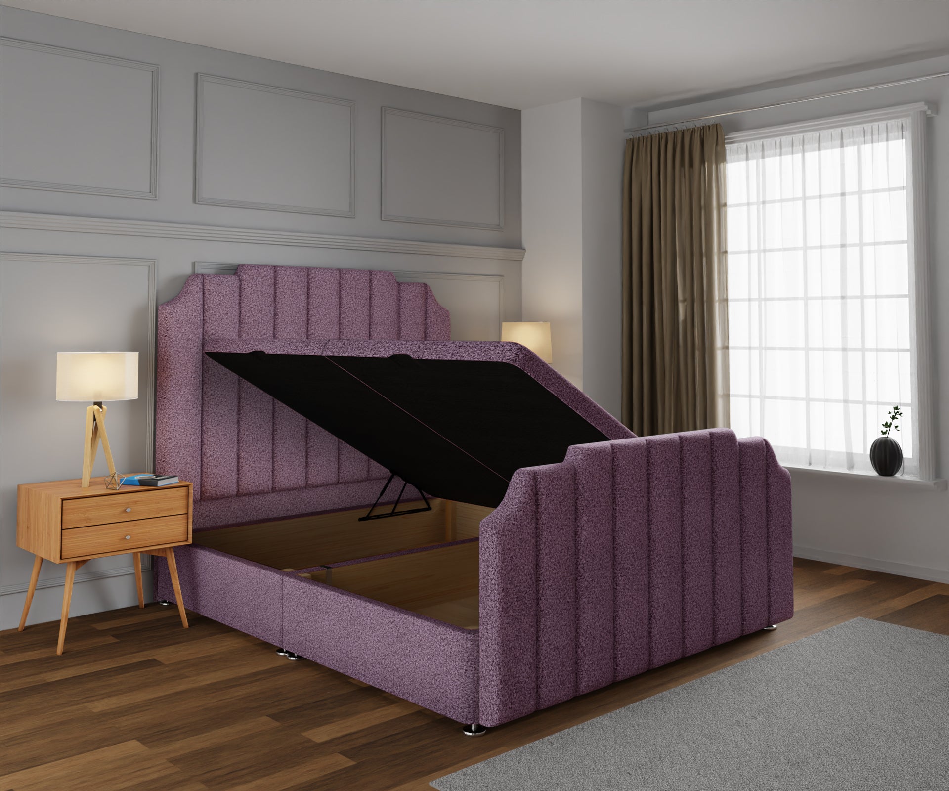 Hampton Ottoman Storage Divan Bed Base And Headboard With Footboard