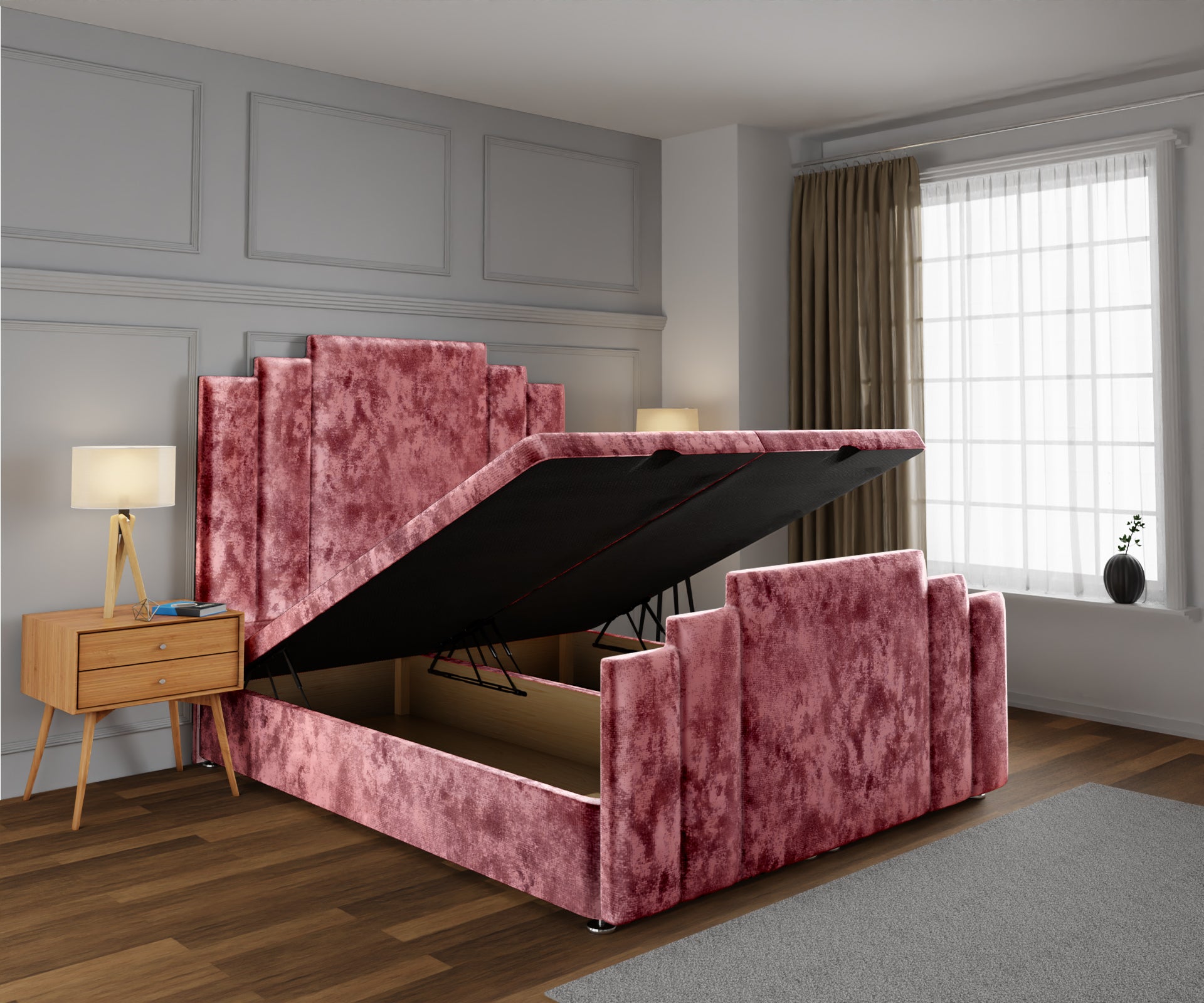 Kensington Ottoman Storage Divan Bed Base And Headboard With Footboard