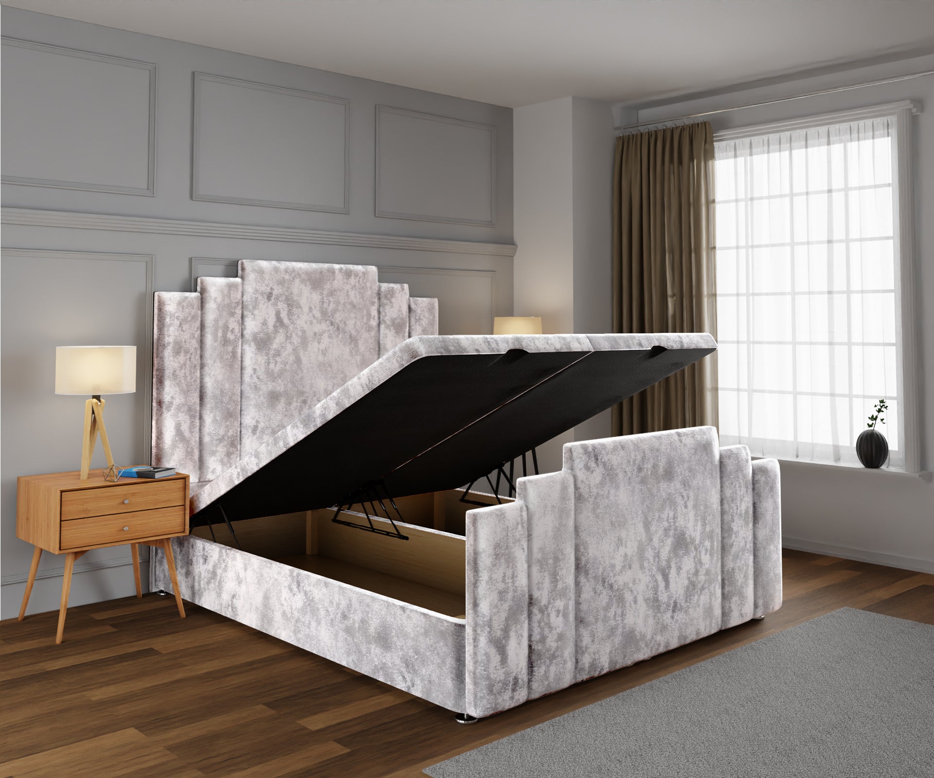 Kensington Ottoman Storage Divan Bed Base And Headboard With Footboard