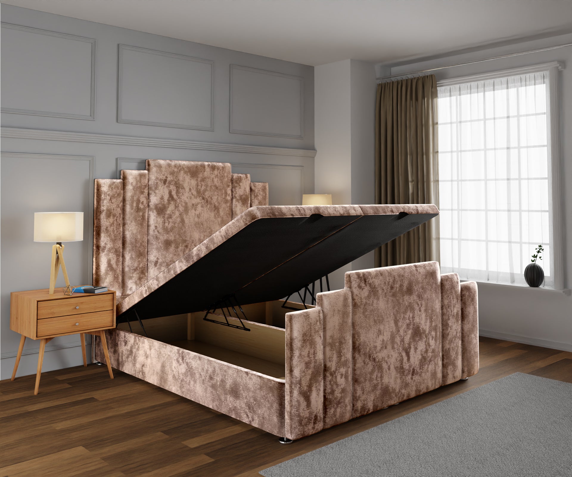 Kensington Ottoman Storage Divan Bed Base And Headboard With Footboard