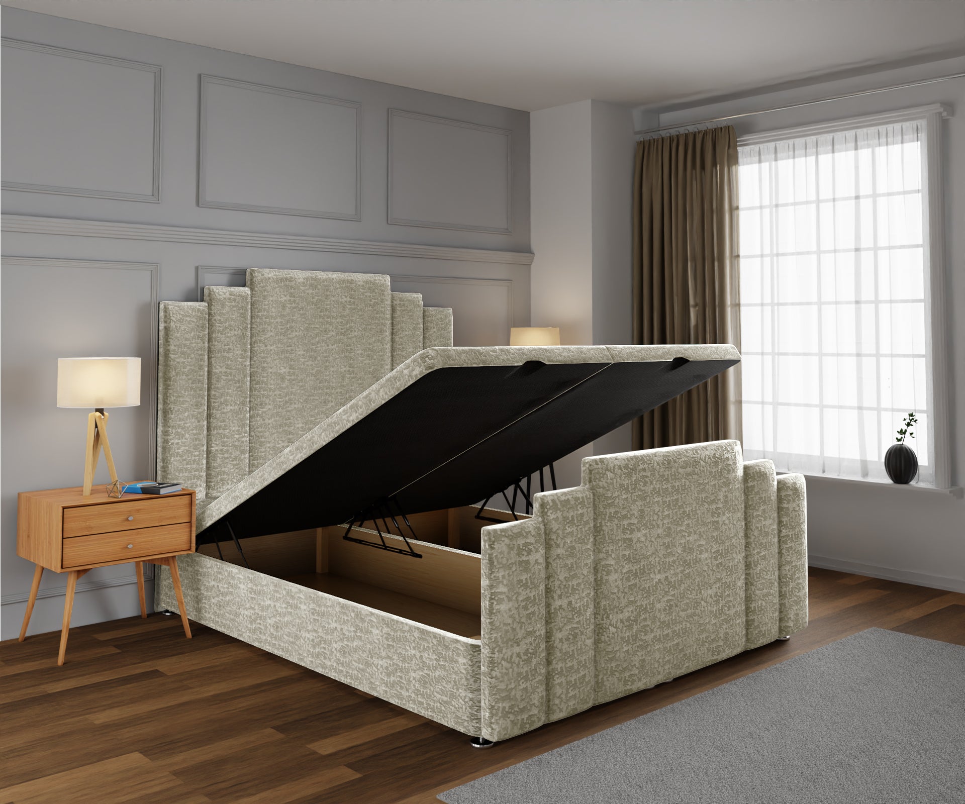 Kensington Ottoman Storage Divan Bed Base And Headboard With Footboard