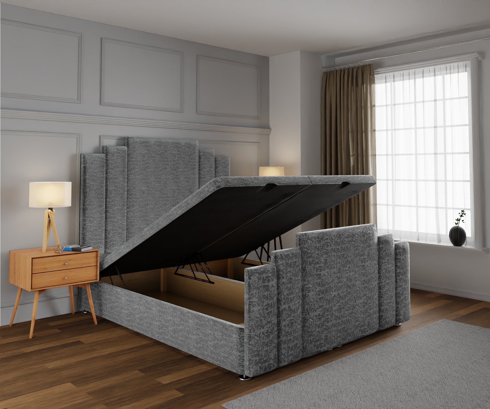 Kensington Ottoman Storage Divan Bed Base And Headboard With Footboard