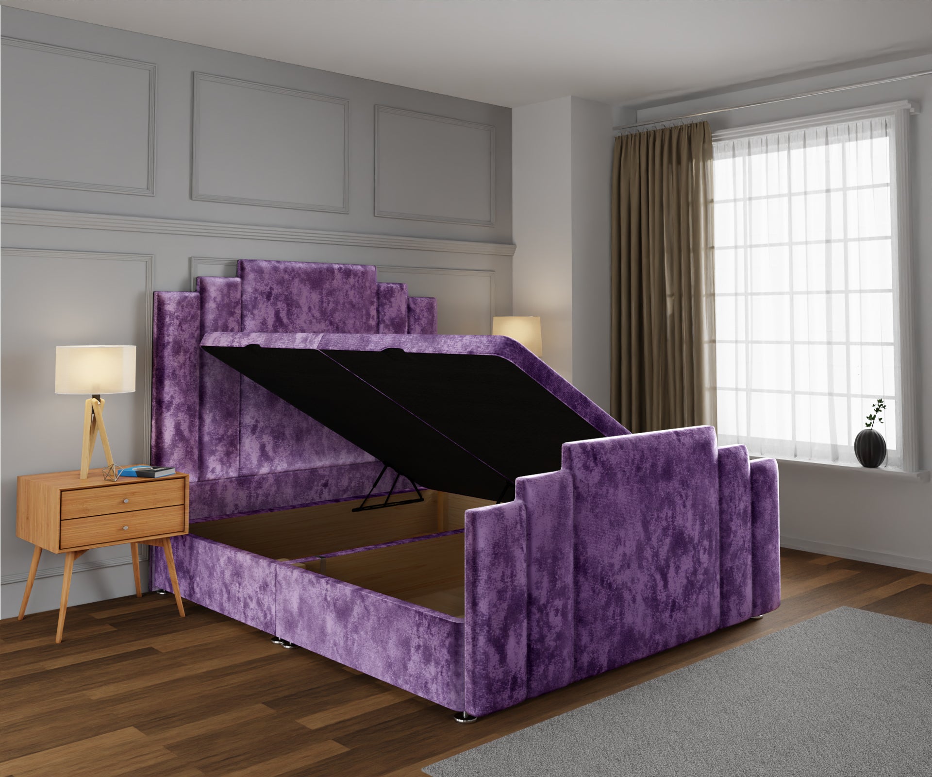 Kensington Ottoman Storage Divan Bed Base And Headboard With Footboard