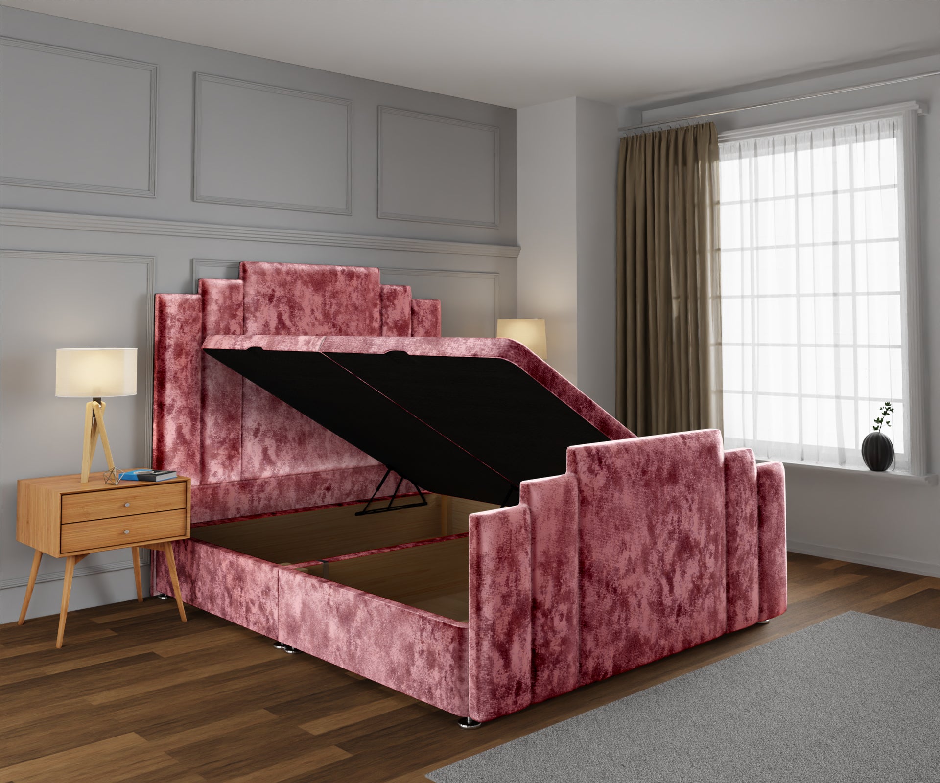 Kensington Ottoman Storage Divan Bed Base And Headboard With Footboard