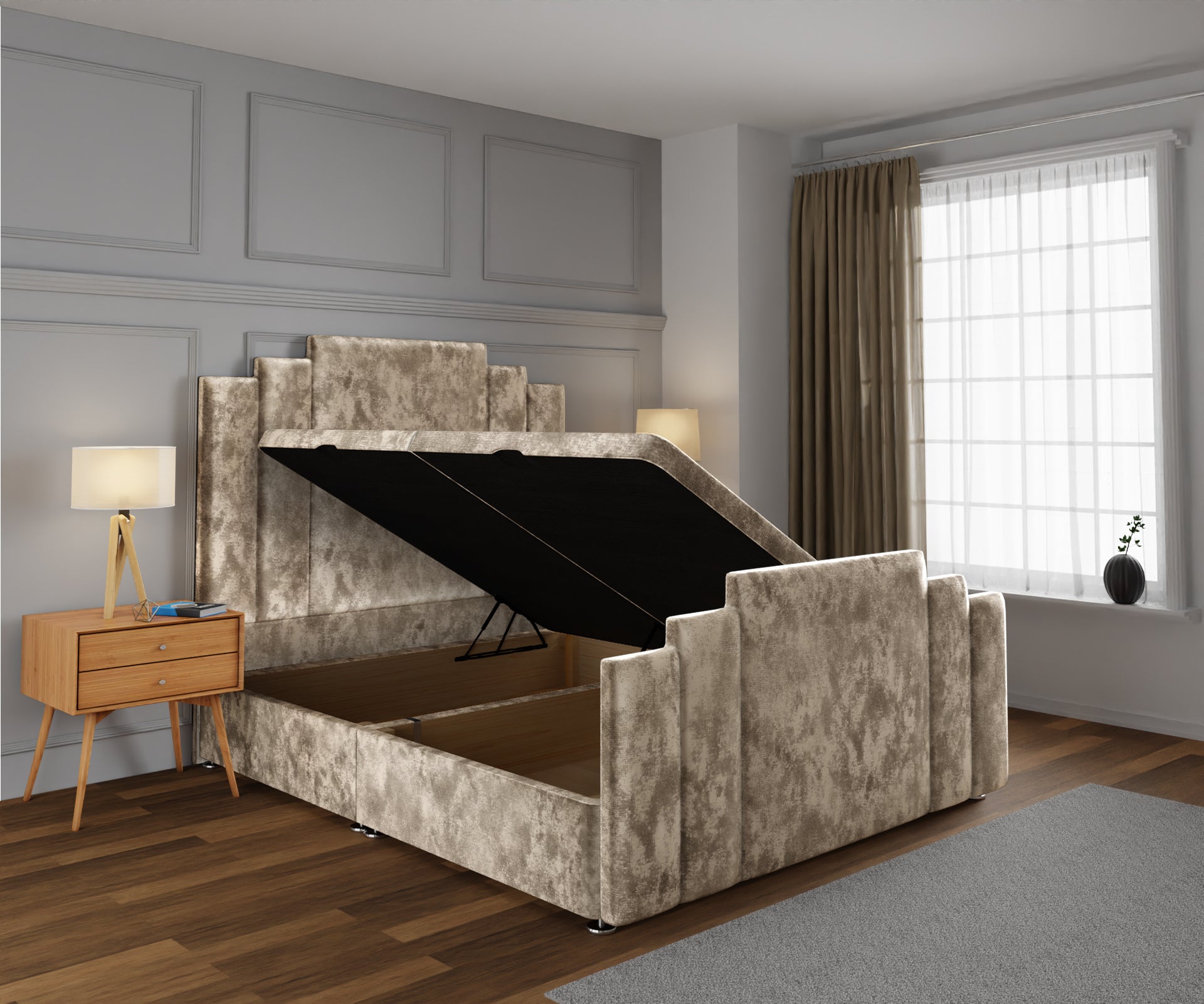 Kensington Ottoman Storage Divan Bed Base And Headboard With Footboard