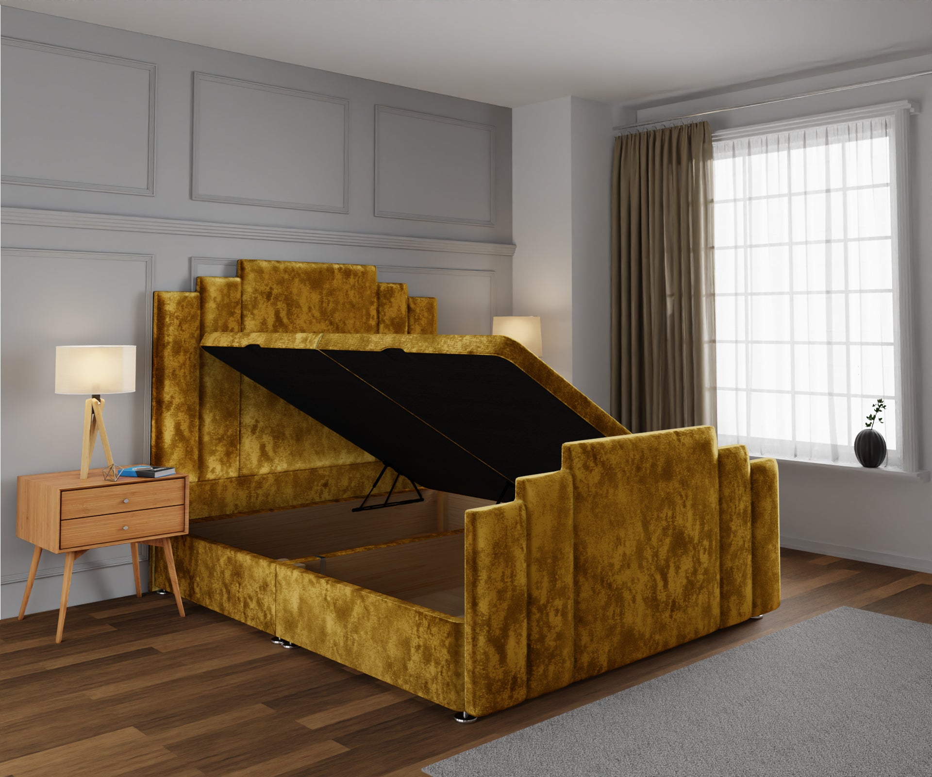 Kensington Ottoman Storage Divan Bed Base And Headboard With Footboard