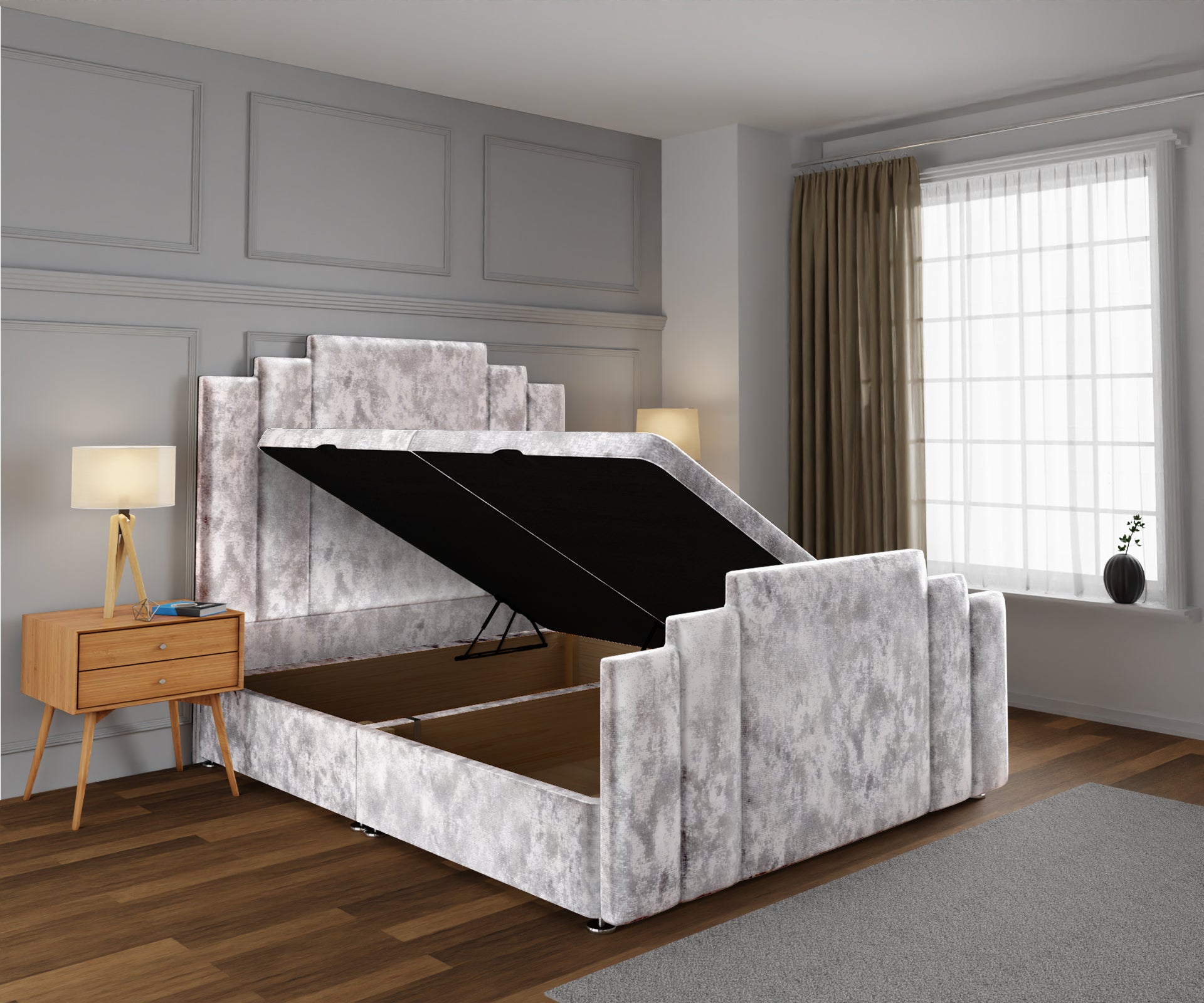 Kensington Ottoman Storage Divan Bed Base And Headboard With Footboard