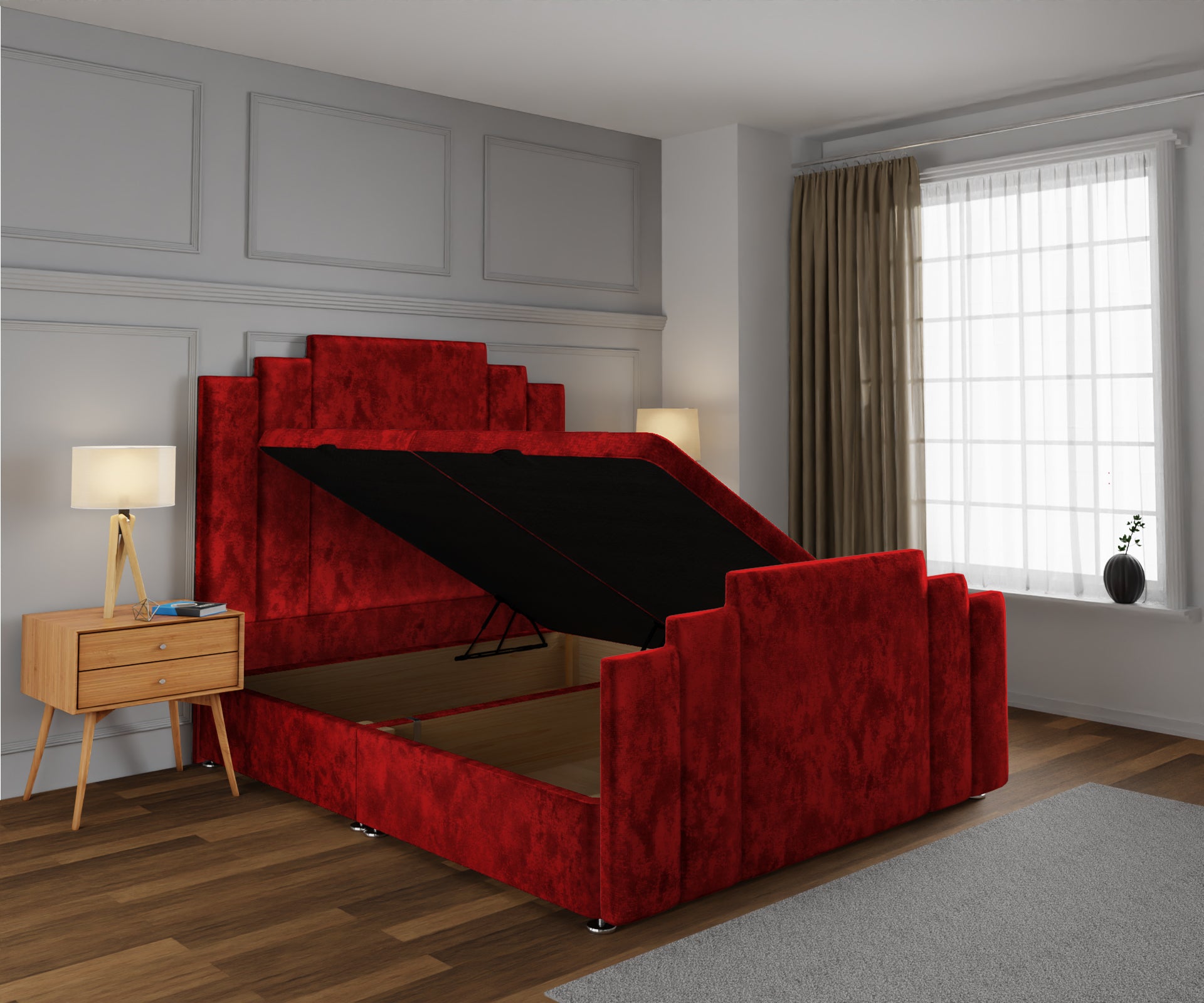 Kensington Ottoman Storage Divan Bed Base And Headboard With Footboard