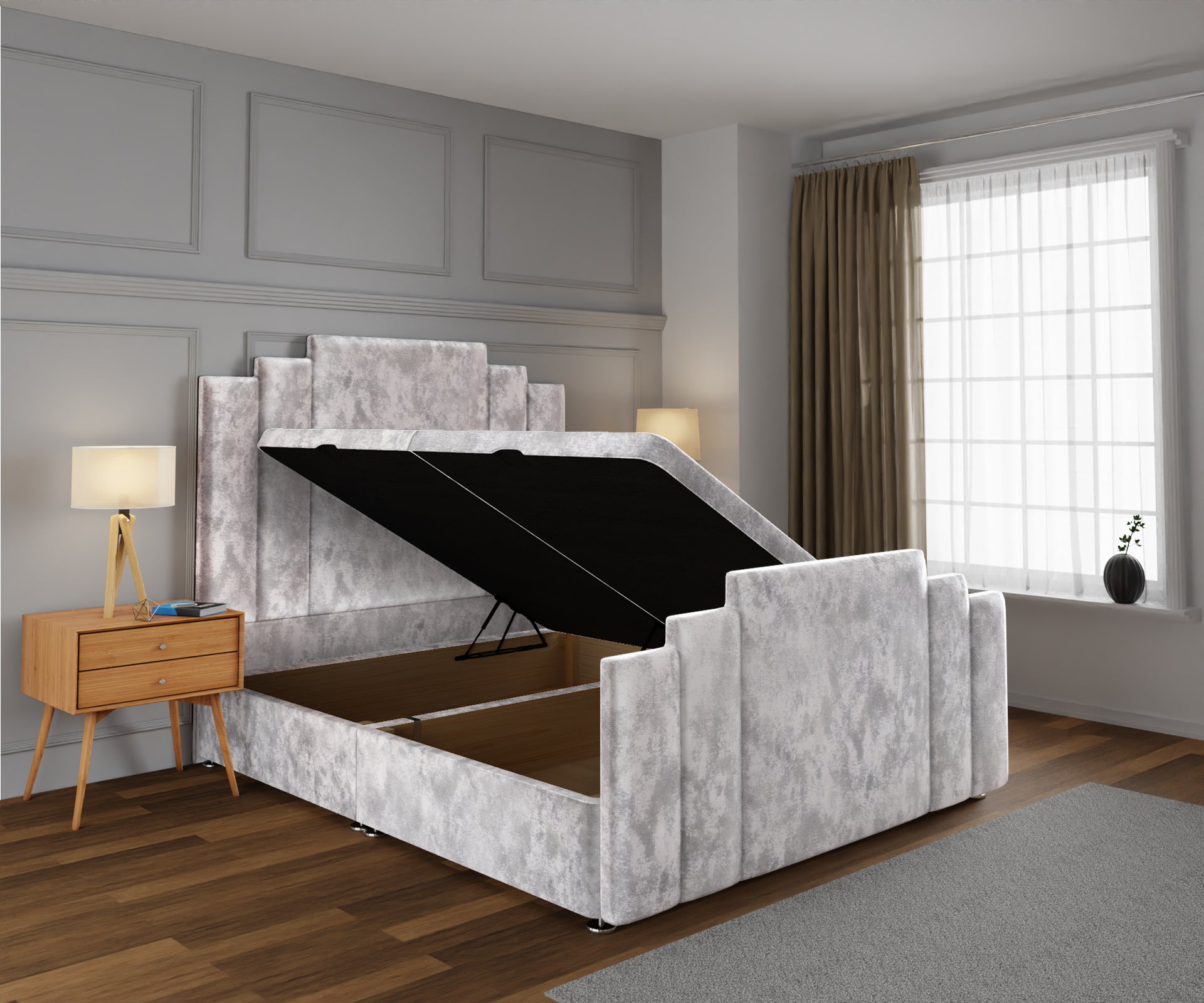 Kensington Ottoman Storage Divan Bed Base And Headboard With Footboard