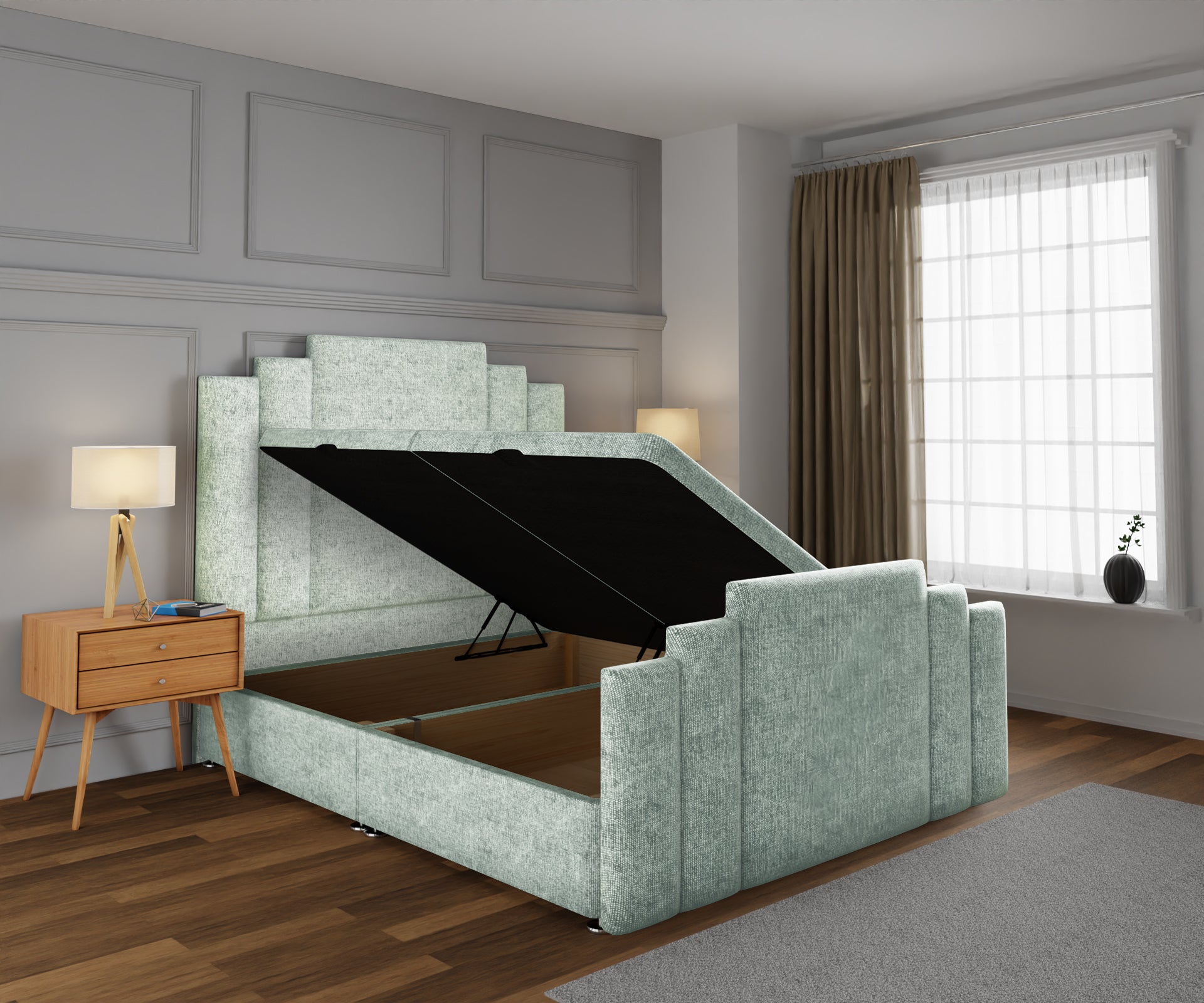 Kensington Ottoman Storage Divan Bed Base And Headboard With Footboard