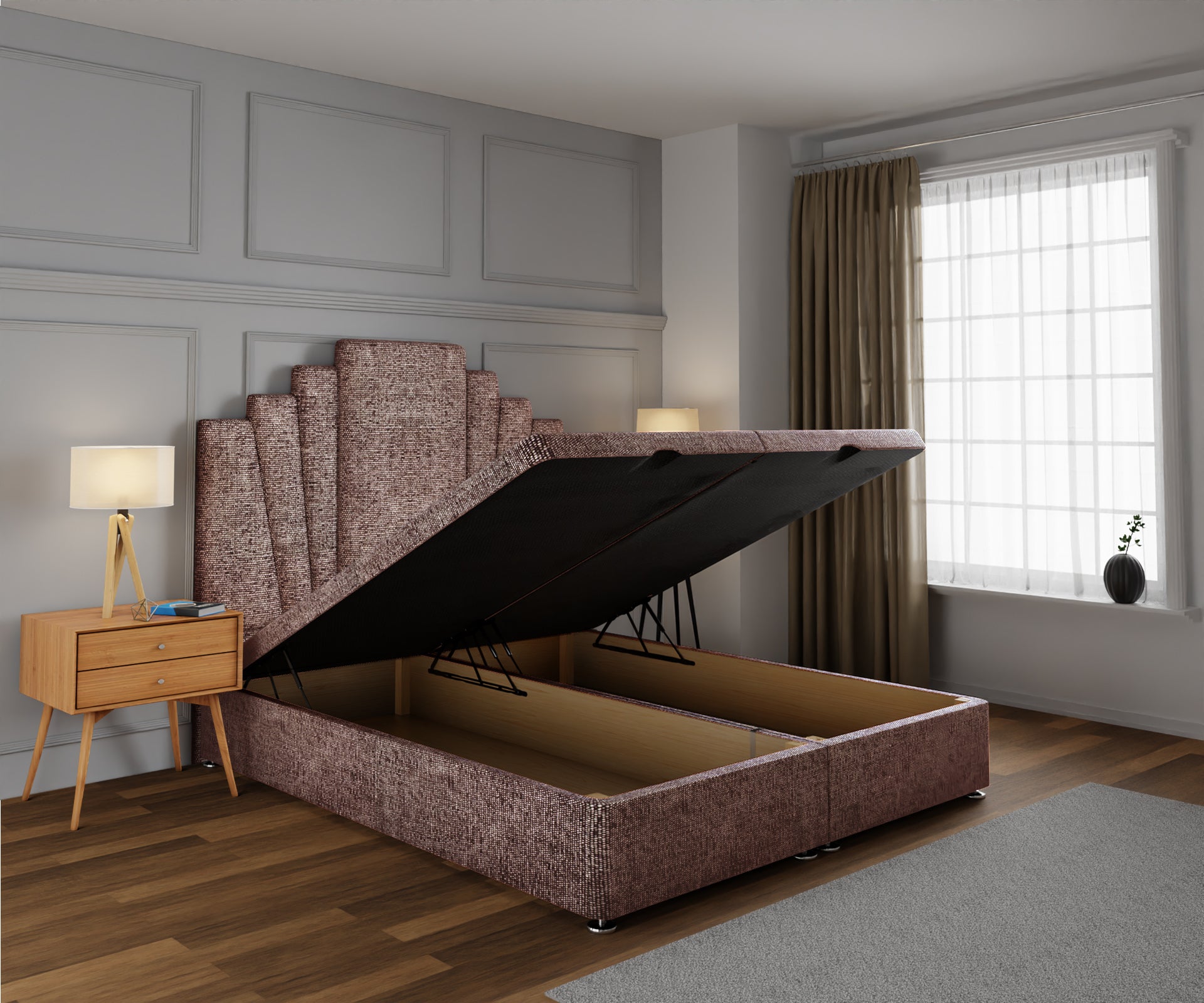 Knightsbridge Ottoman Storage Divan Bed Base With Headboard