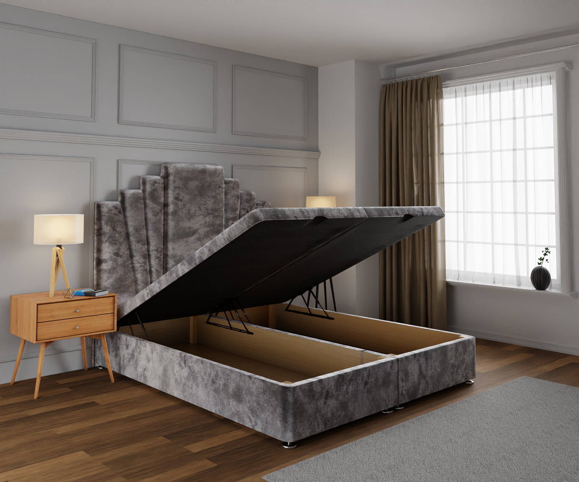 Knightsbridge Ottoman Storage Divan Bed Base With Headboard