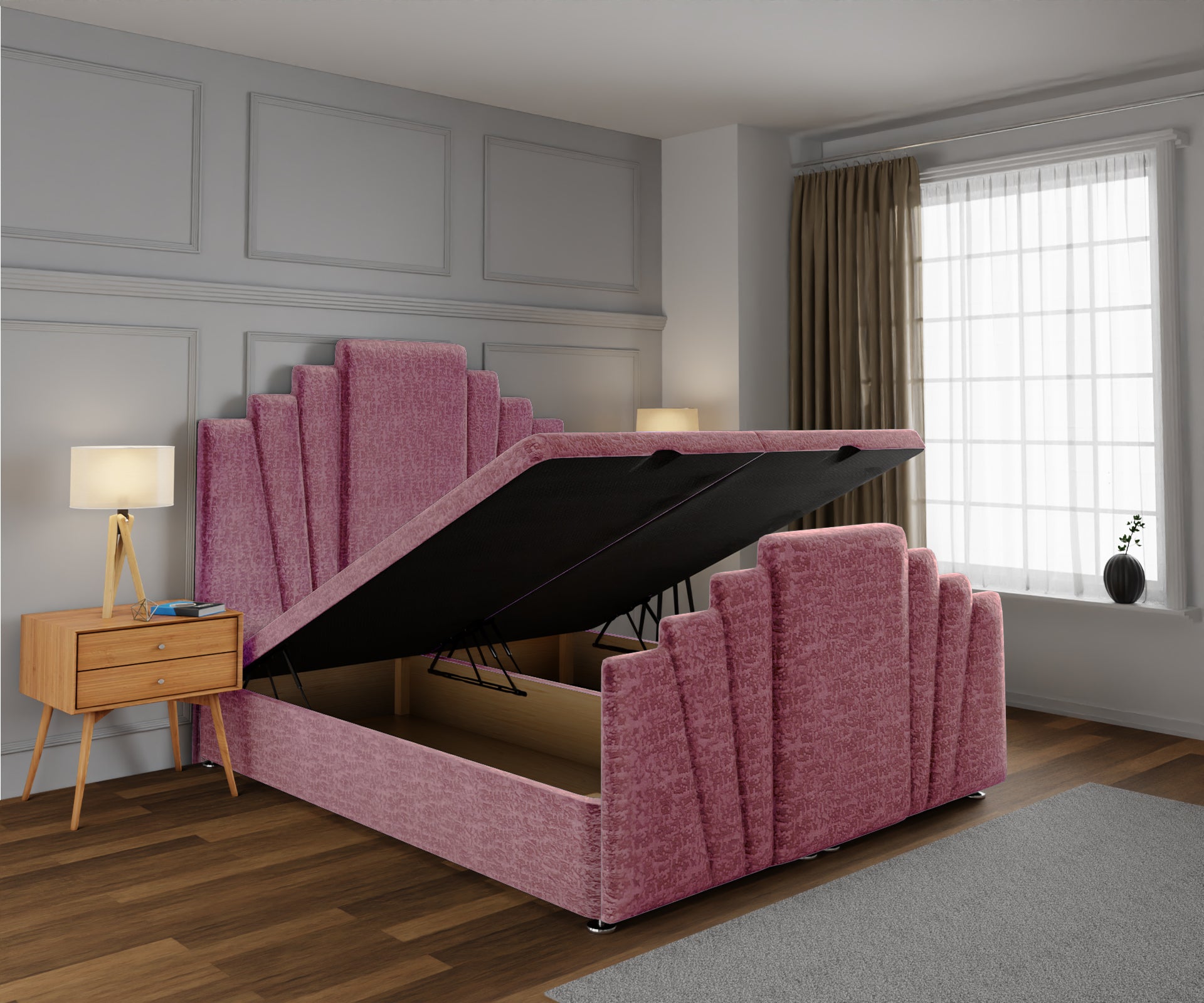 Knightsbridge Ottoman Storage Divan Bed Base And Headboard With Footboard