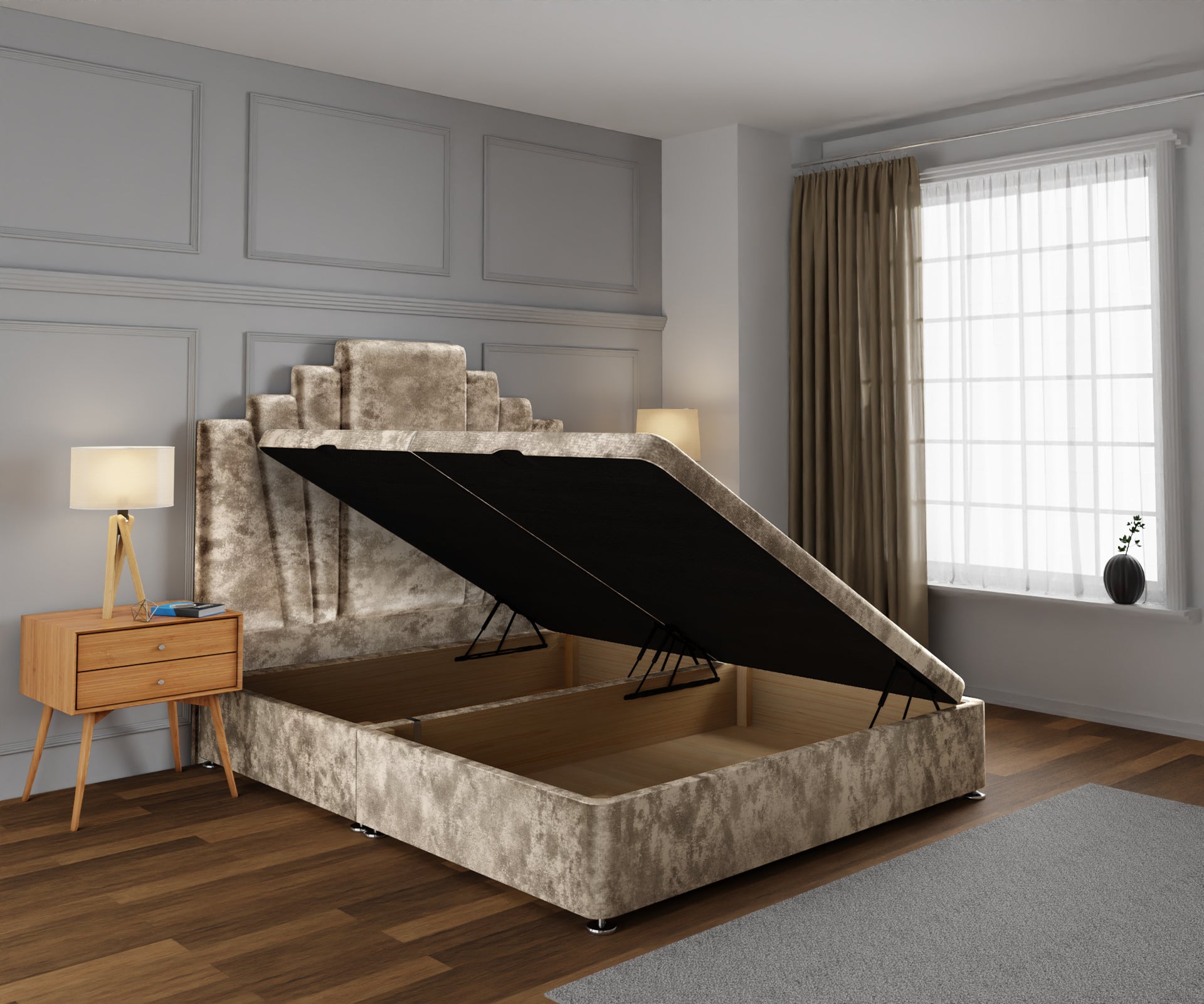 Knightsbridge Ottoman Storage Divan Bed Base With Headboard