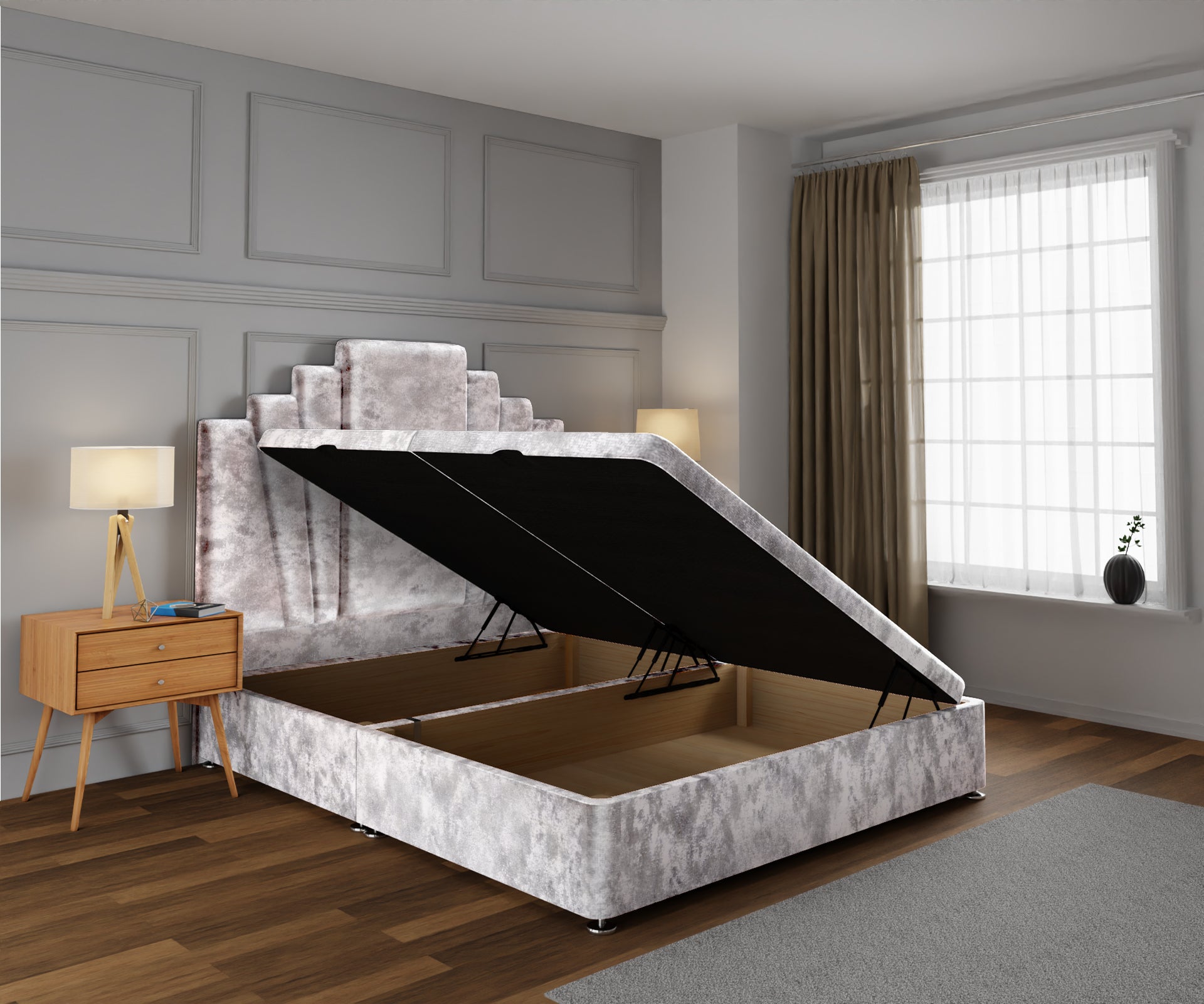 Knightsbridge Ottoman Storage Divan Bed Base With Headboard