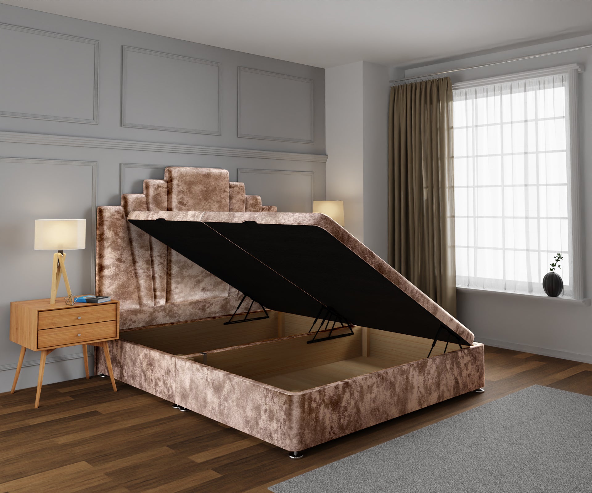 Knightsbridge Ottoman Storage Divan Bed Base With Headboard