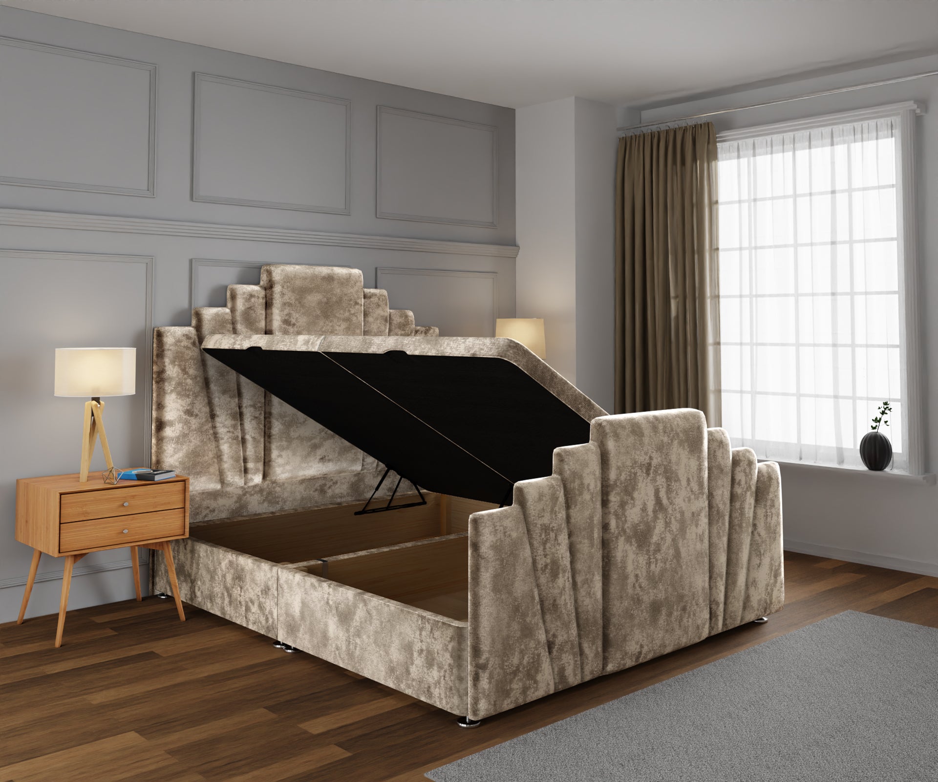 Knightsbridge Ottoman Storage Divan Bed Base And Headboard With Footboard