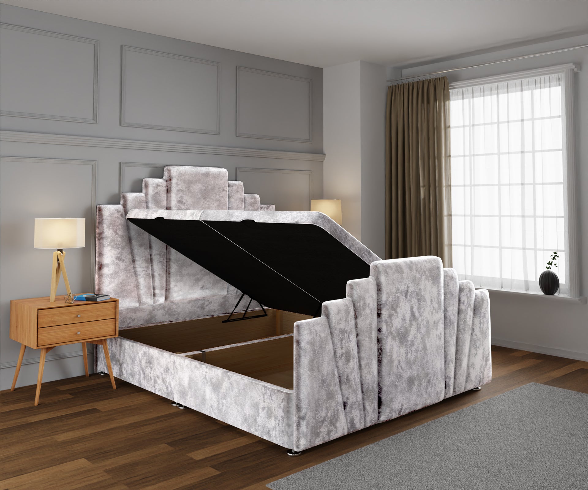 Knightsbridge Ottoman Storage Divan Bed Base And Headboard With Footboard