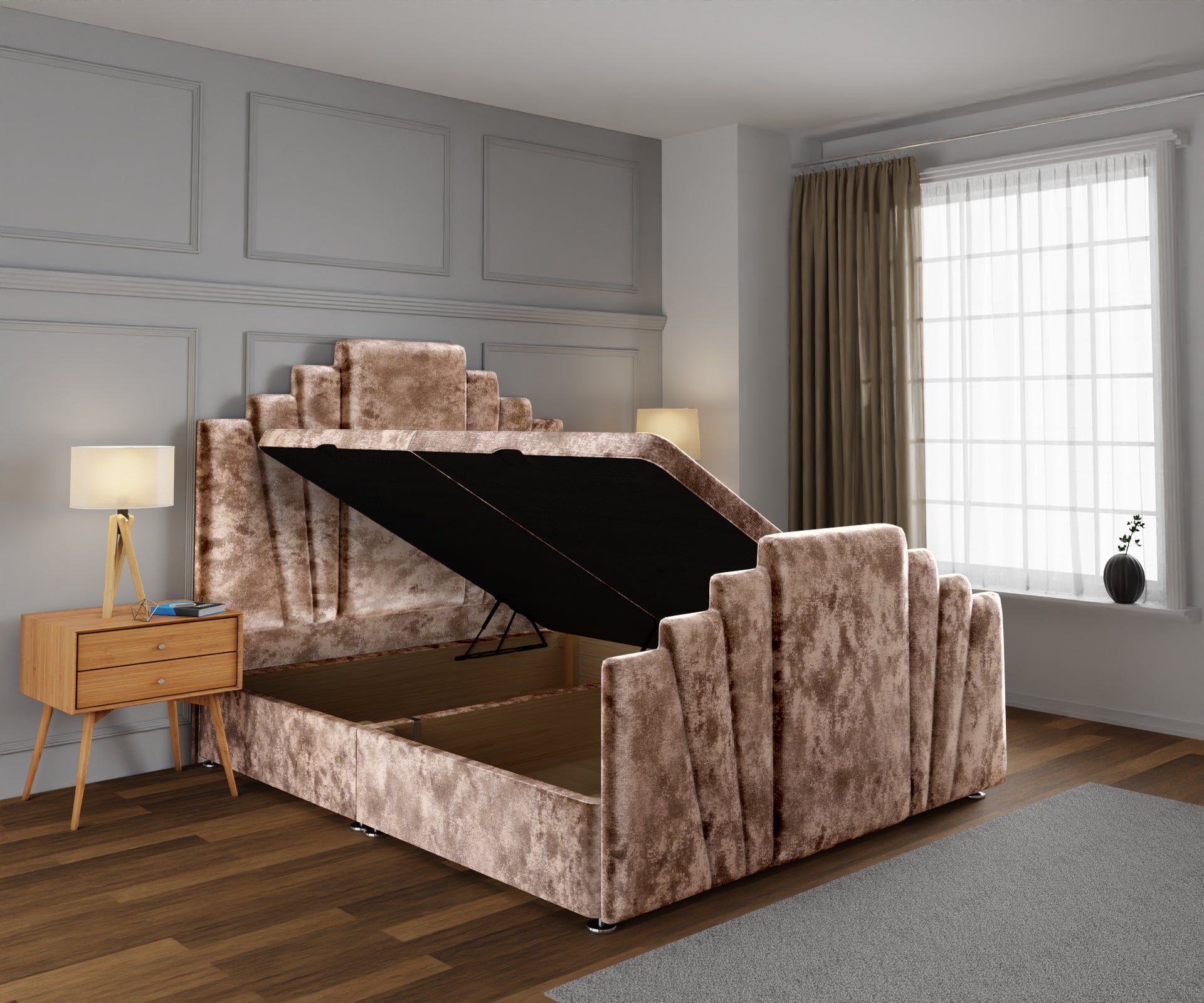 Knightsbridge Ottoman Storage Divan Bed Base And Headboard With Footboard