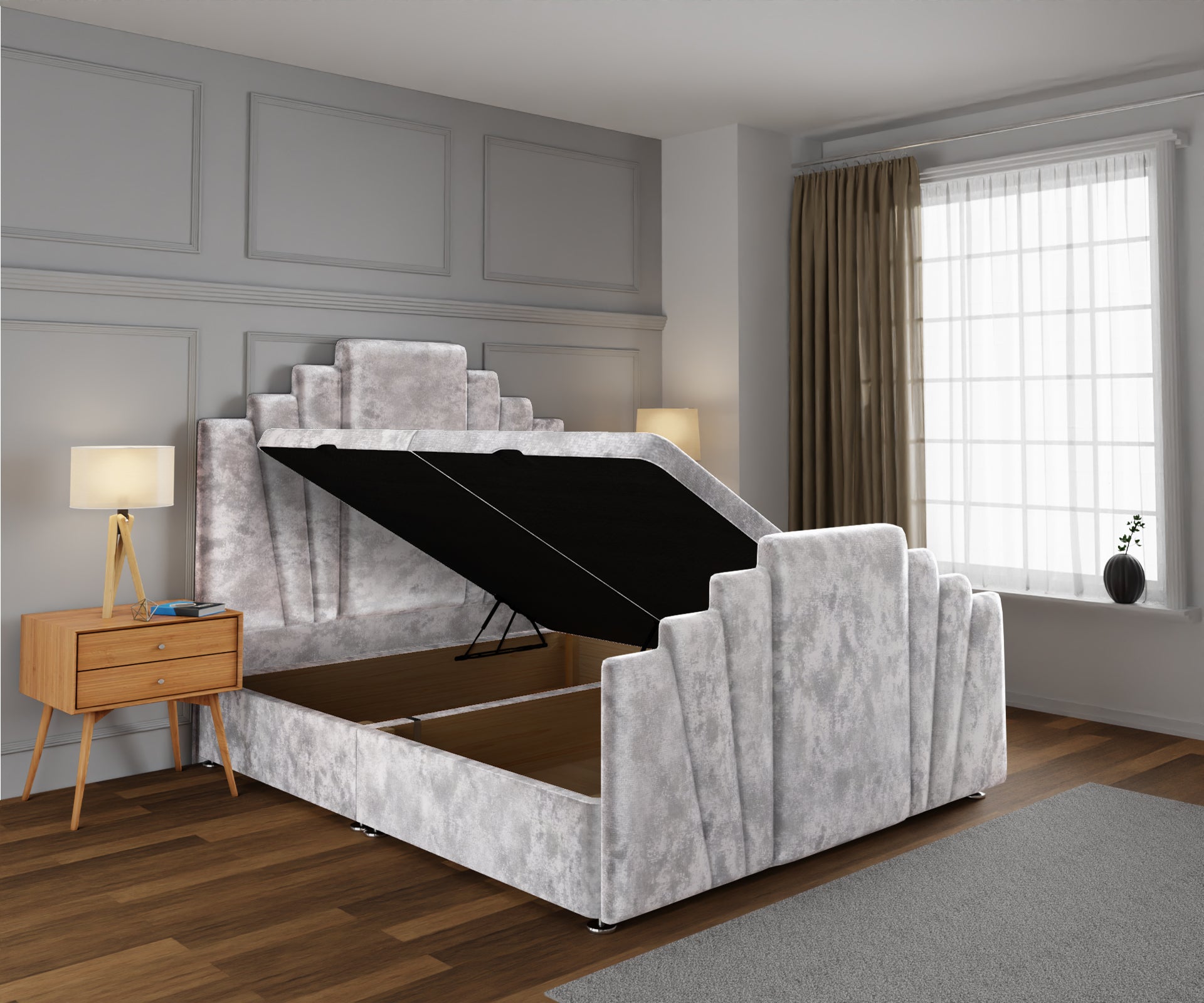 Knightsbridge Ottoman Storage Divan Bed Base And Headboard With Footboard