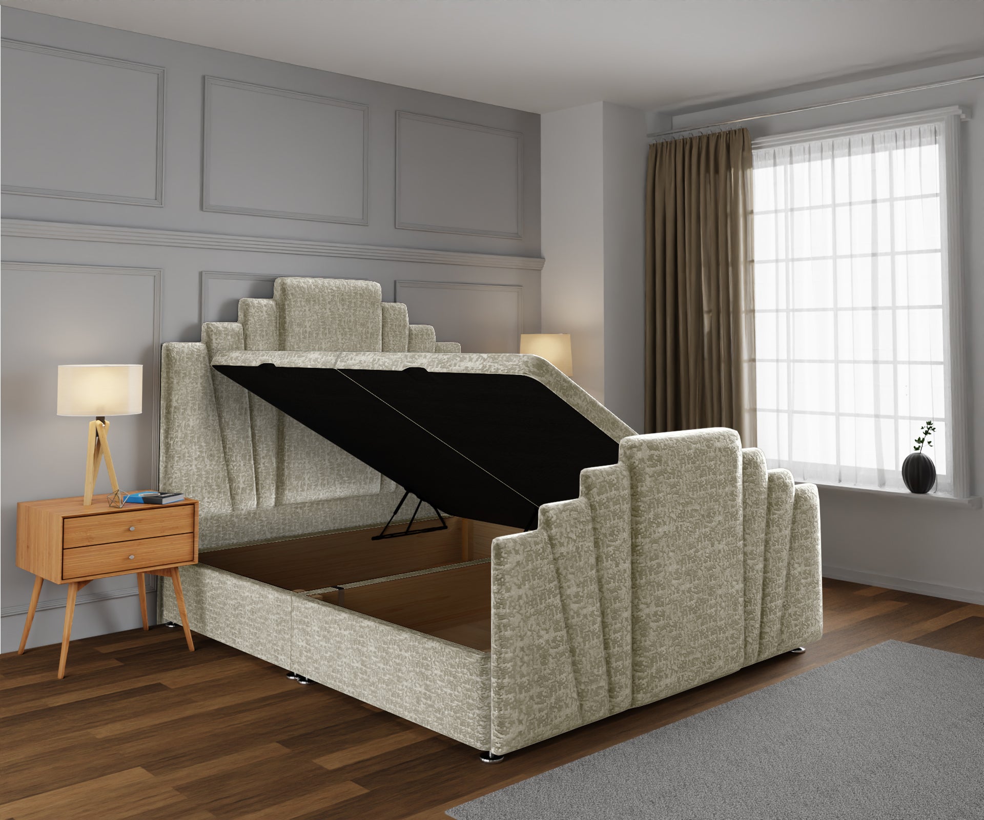 Knightsbridge Ottoman Storage Divan Bed Base And Headboard With Footboard