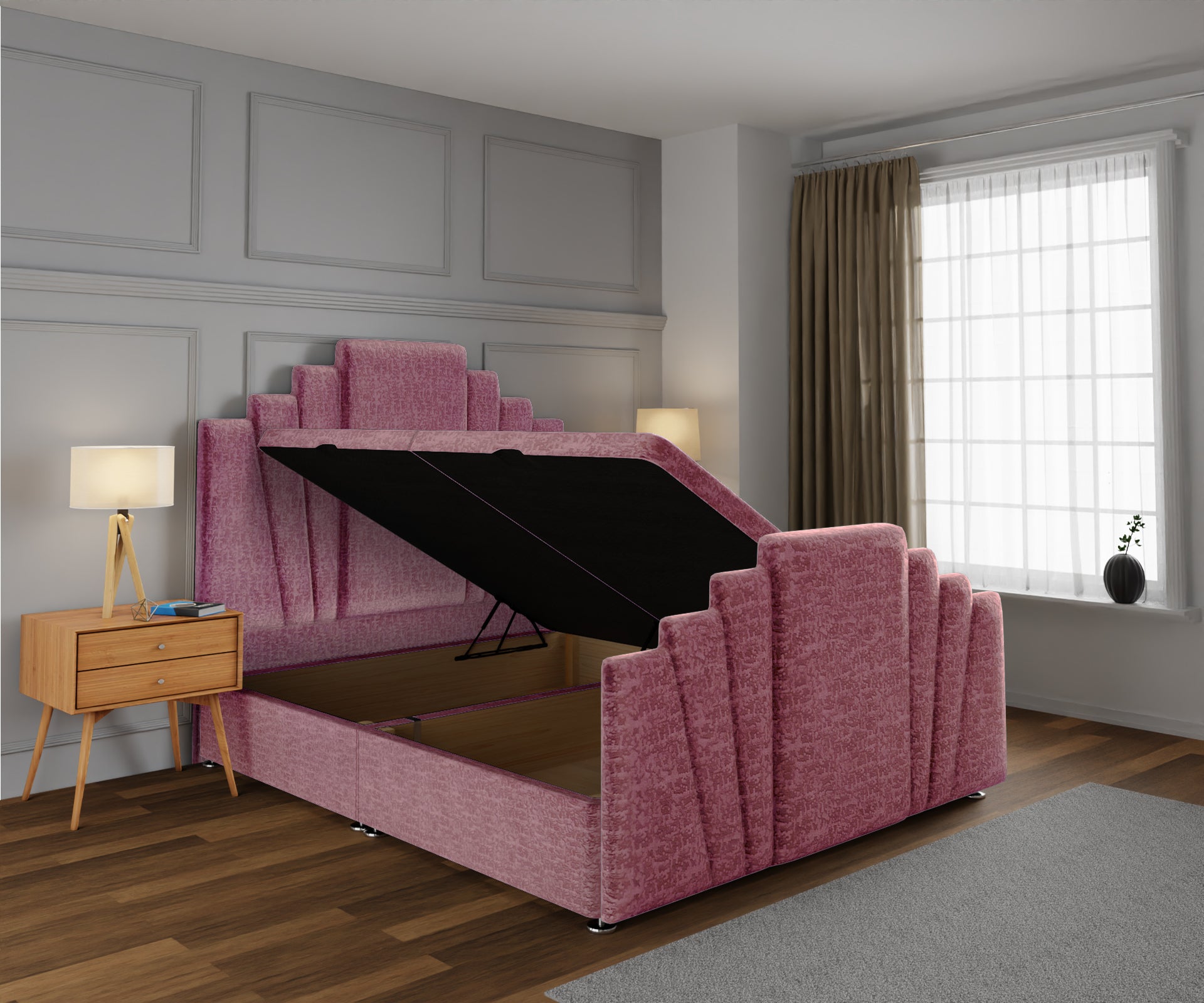 Knightsbridge Ottoman Storage Divan Bed Base And Headboard With Footboard