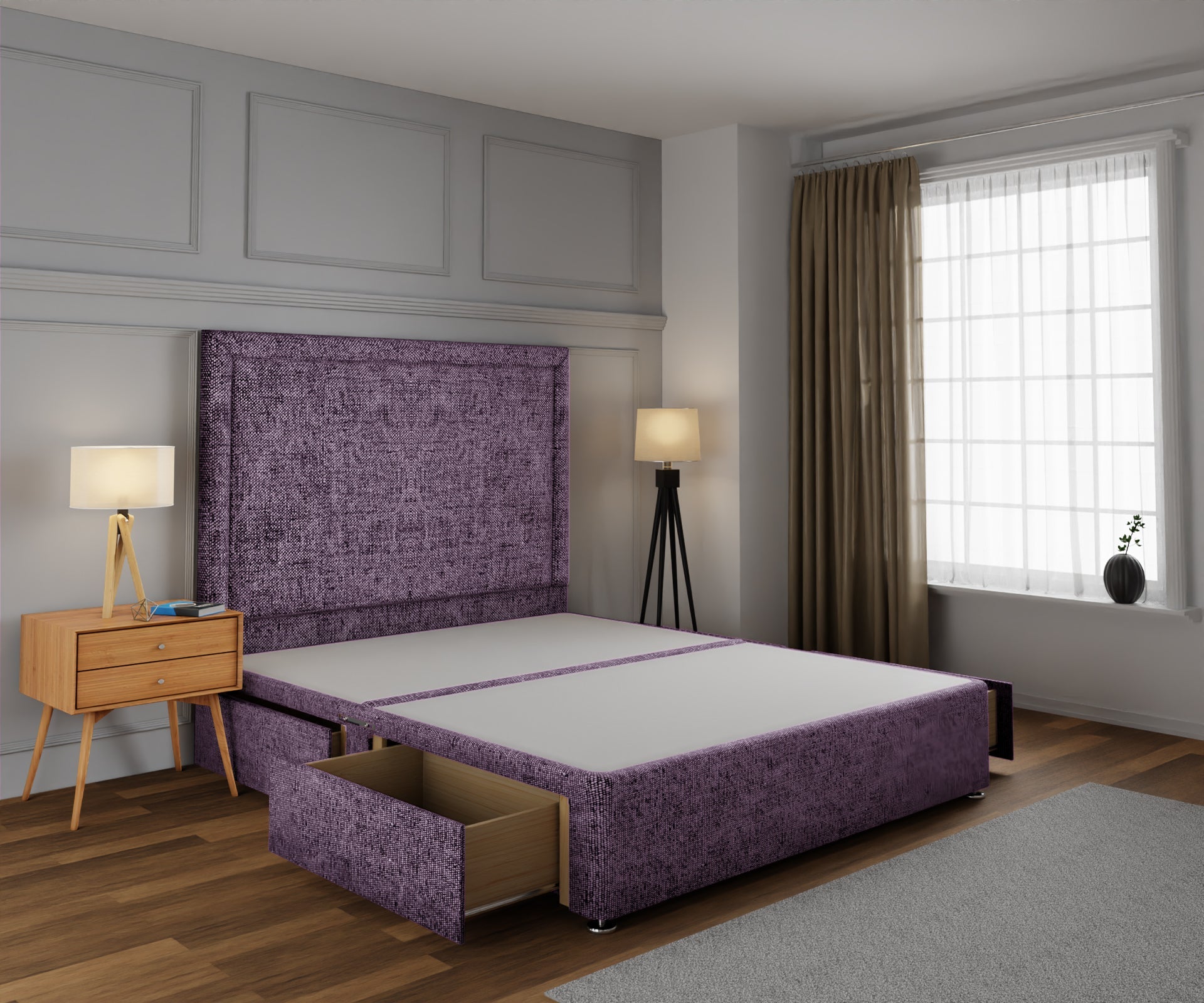 Lia Divan Bed Base With Headboard