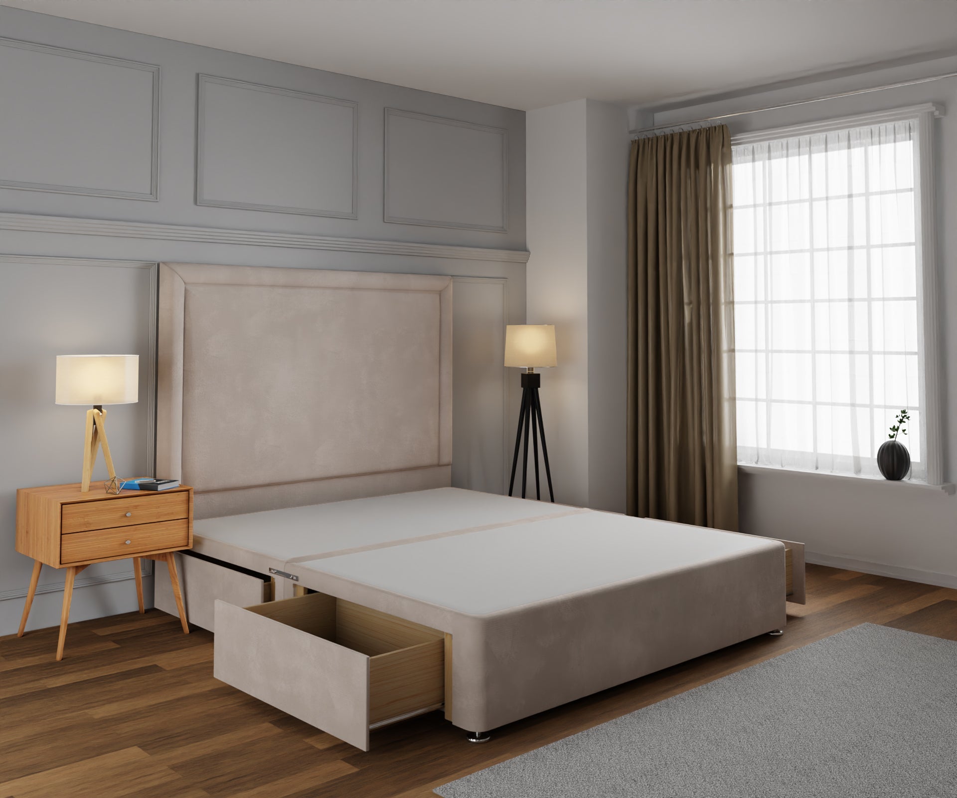 Lia Divan Bed Base With Headboard