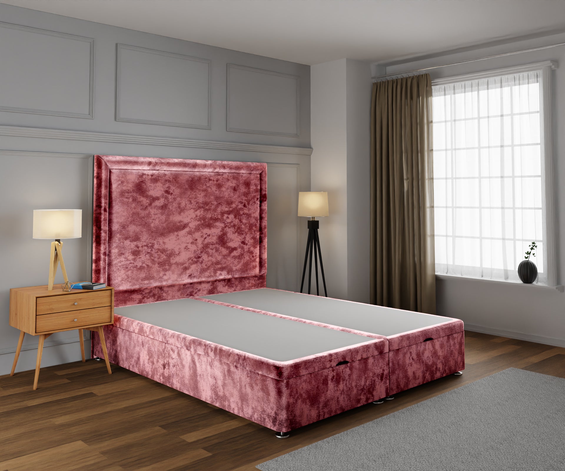 Lia Ottoman Storage Divan Bed Base With Headboard