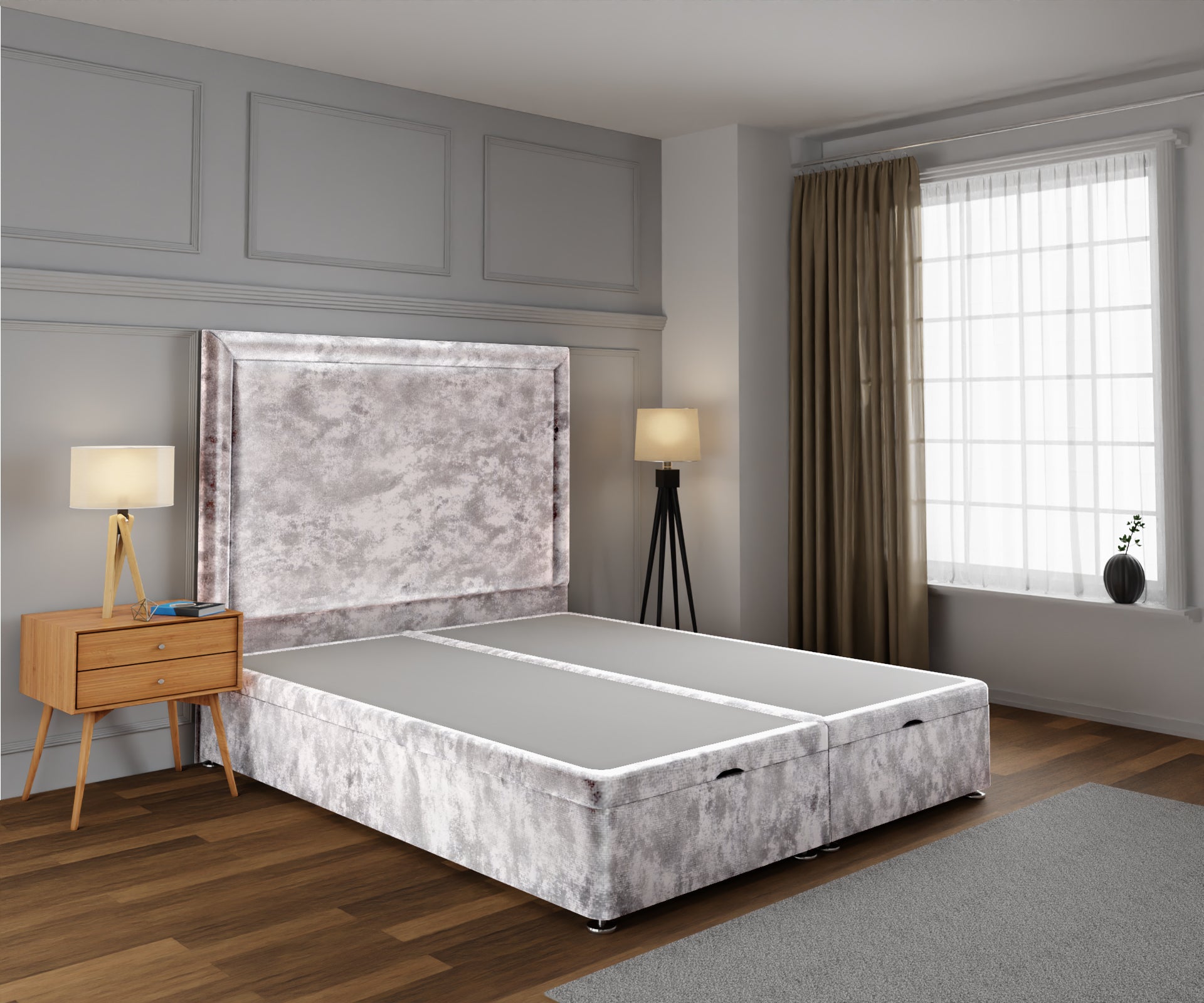 Lia Ottoman Storage Divan Bed Base With Headboard