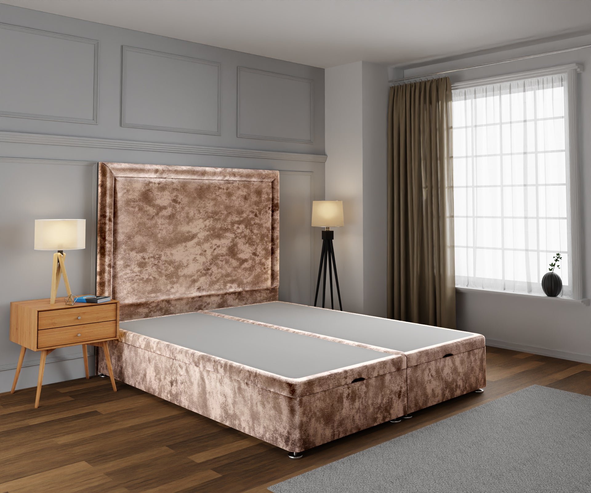 Lia Ottoman Storage Divan Bed Base With Headboard