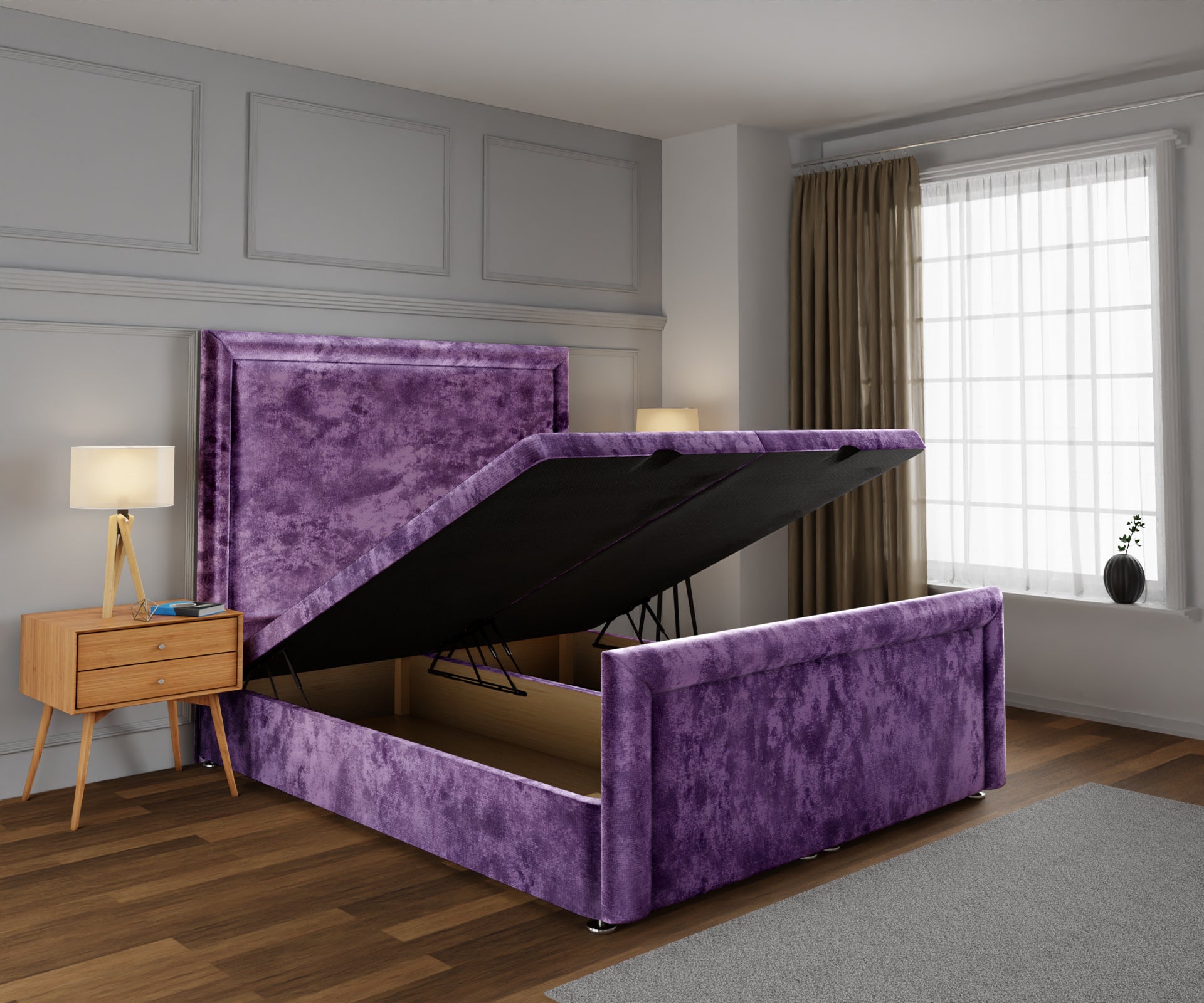 Lia Ottoman Storage Divan Bed Base And Headboard With Footboard