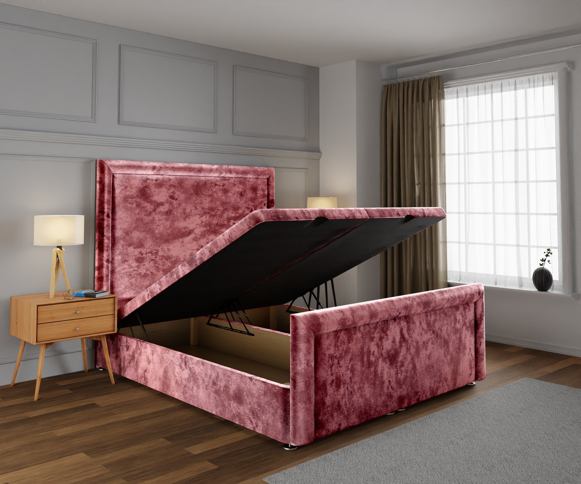 Lia Ottoman Storage Divan Bed Base And Headboard With Footboard