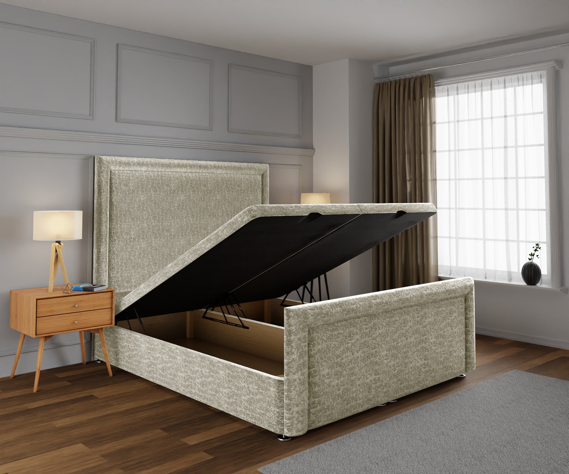 Lia Ottoman Storage Divan Bed Base And Headboard With Footboard