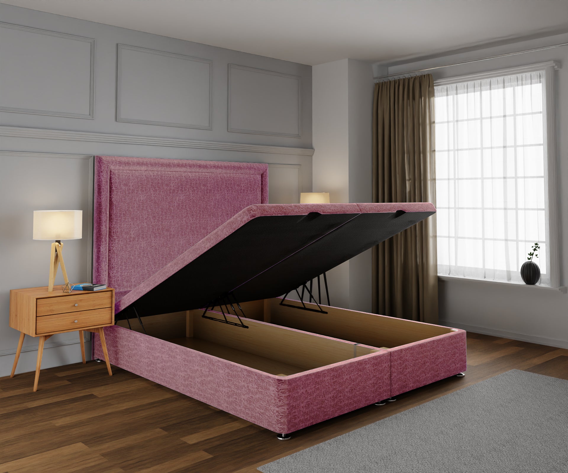 Lia Ottoman Storage Divan Bed Base With Headboard