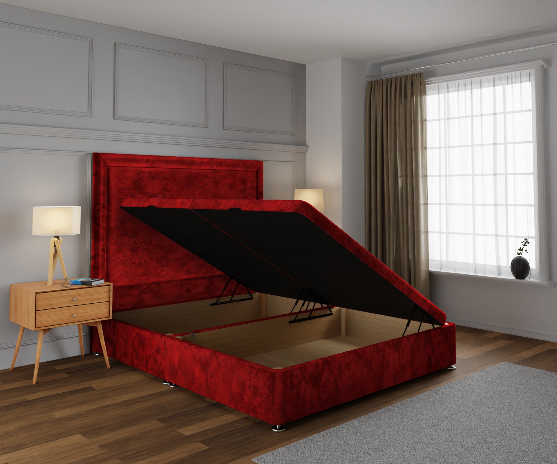 Lia Ottoman Storage Divan Bed Base With Headboard