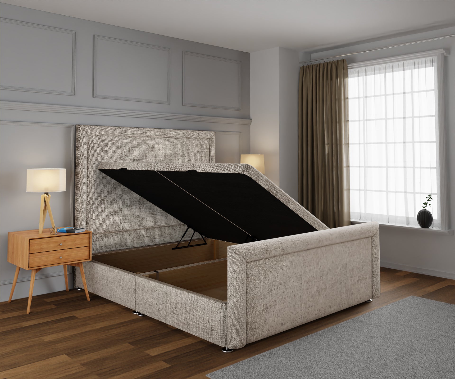 Lia Ottoman Storage Divan Bed Base And Headboard With Footboard