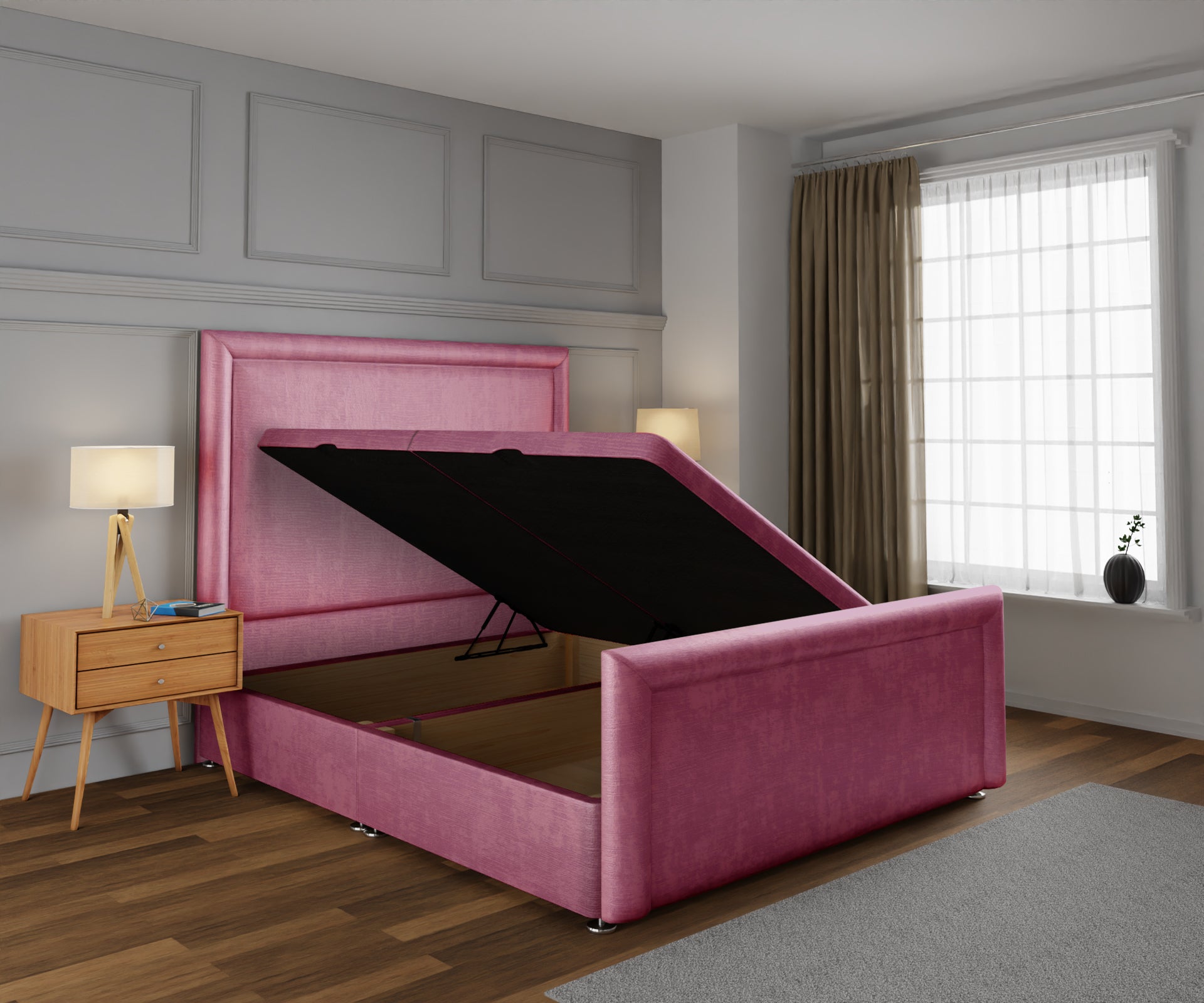 Lia Ottoman Storage Divan Bed Base And Headboard With Footboard