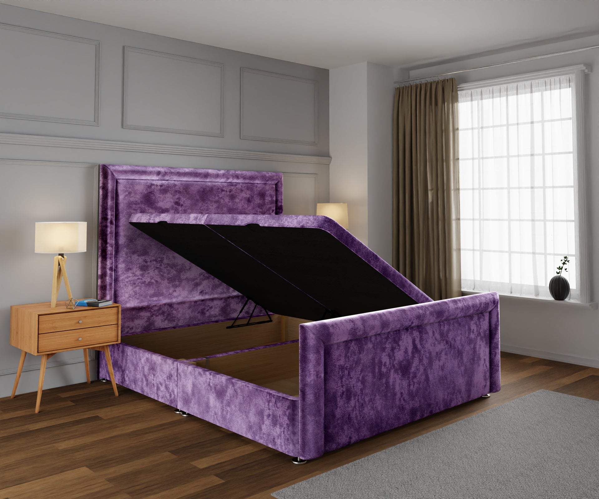 Lia Ottoman Storage Divan Bed Base And Headboard With Footboard