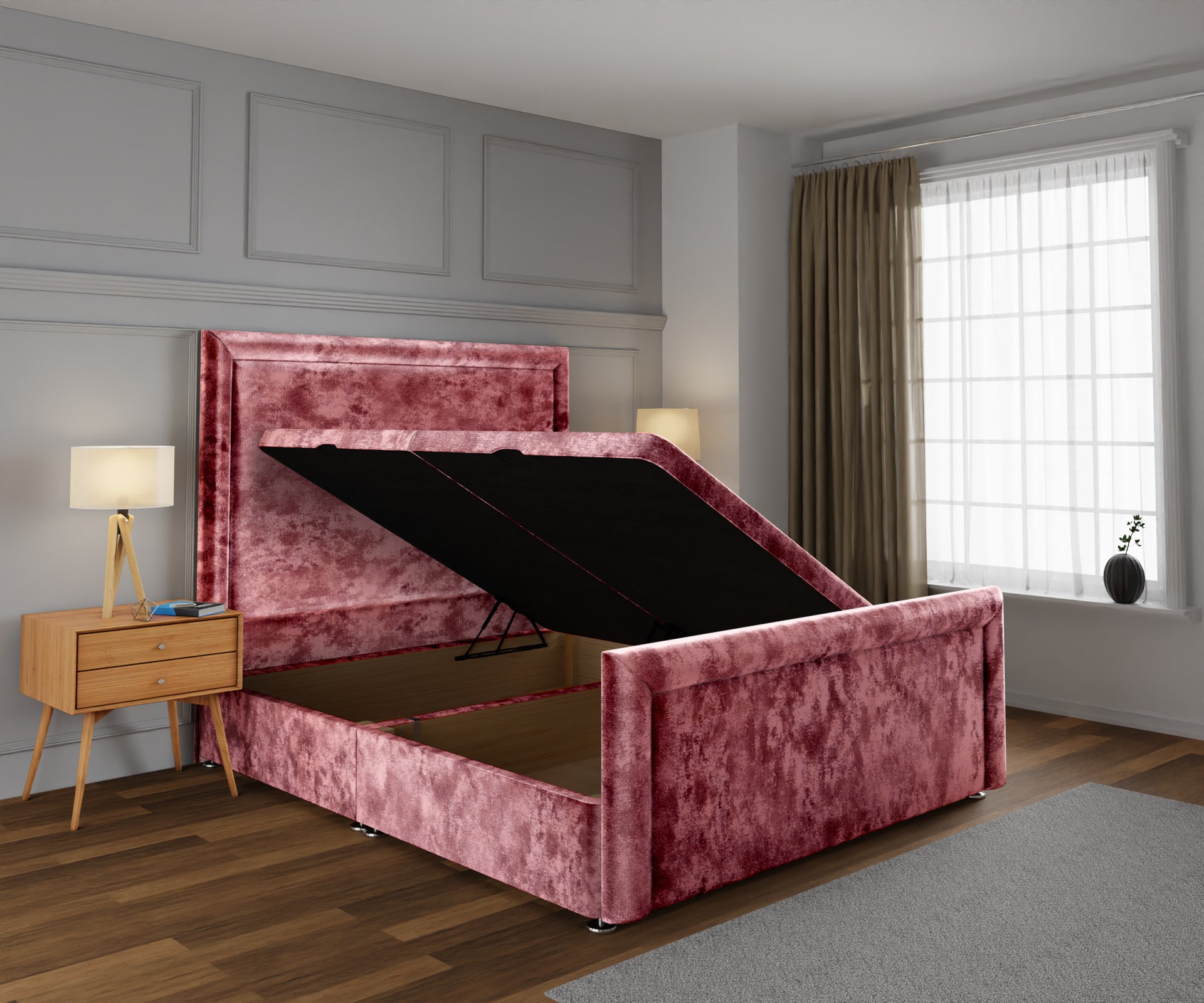 Lia Ottoman Storage Divan Bed Base And Headboard With Footboard